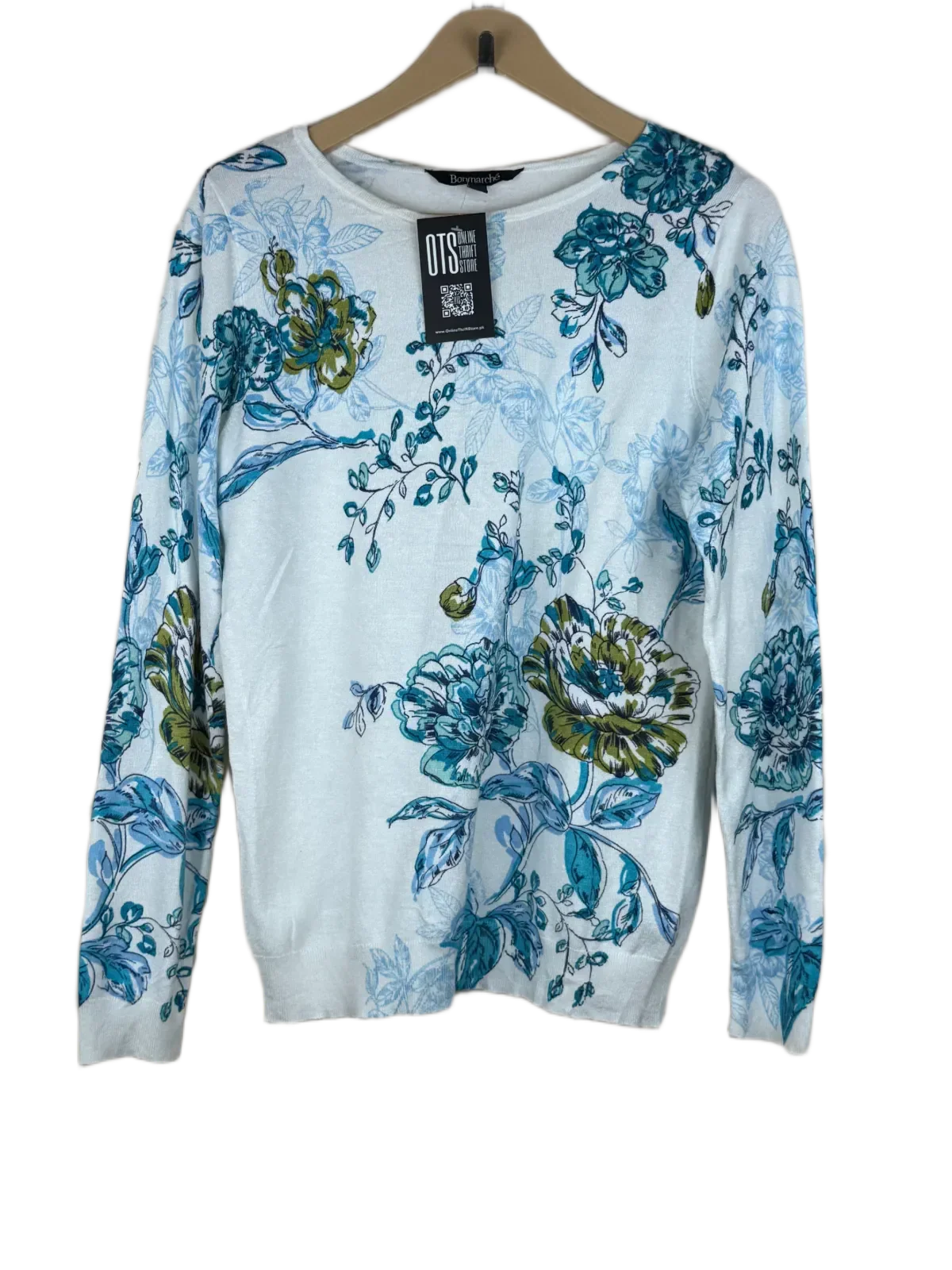 Preloved Premium Winter Knitted Tops by Bonmarché, White Viscose for Women - OTS Thrift Shop Peshawar Pakistan
