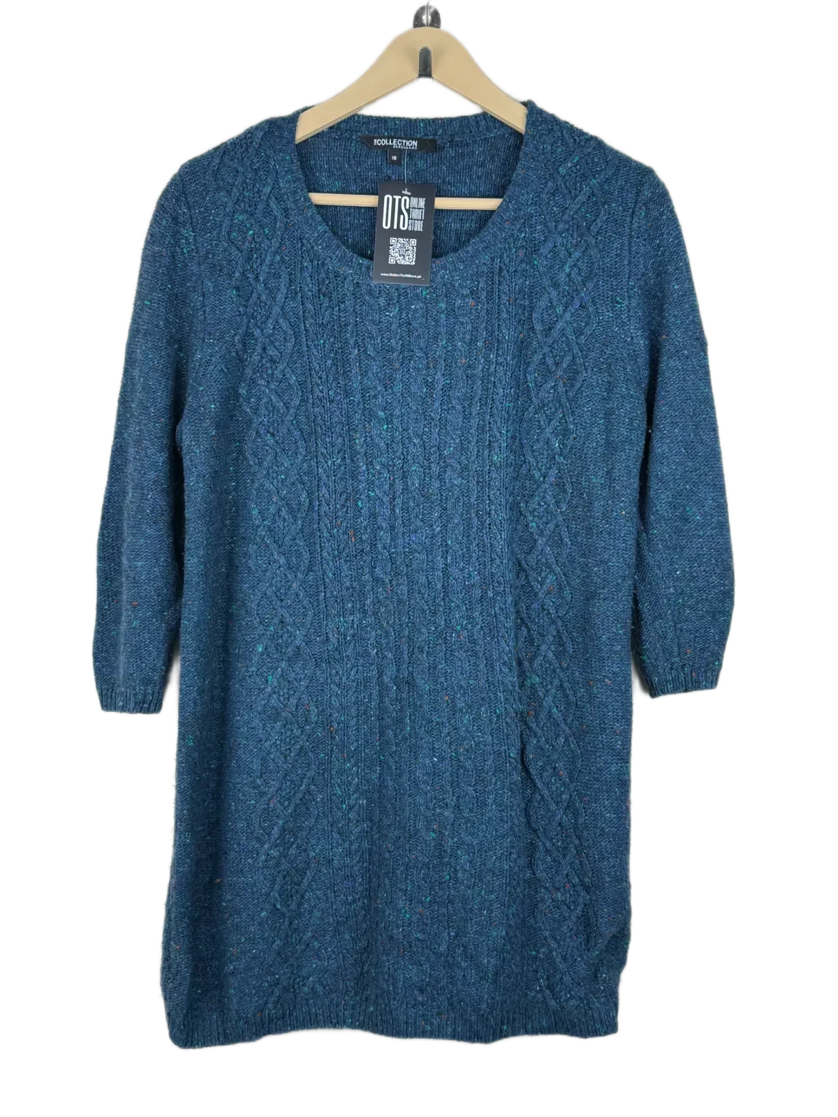 Winter Knitted Tops | Debenham | Preloved Branded | Blue Acrylic | Premium | OTS Thrift Store Islamabad Pakistan