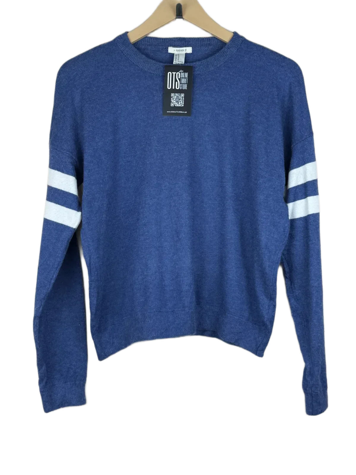 Winter Knitted Tops | Forever 21 | Preloved Branded | Blue Rayan | Premium | OTS Thrift Store Karachi Pakistan