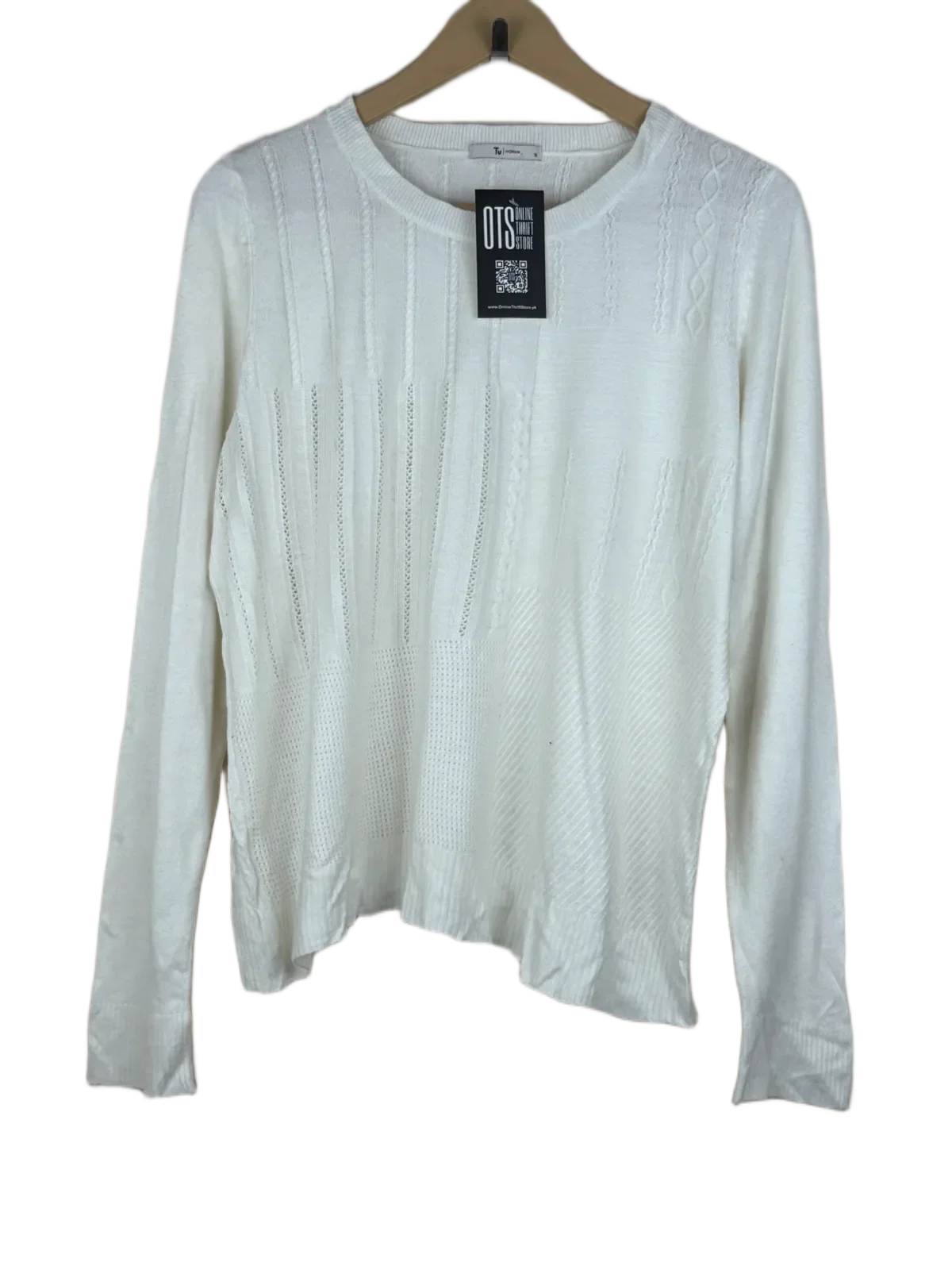 Winter Knitted Tops | TU | Preloved Branded | White Acrylic | Premium | OTS Thrift Store Lahore Pakistan