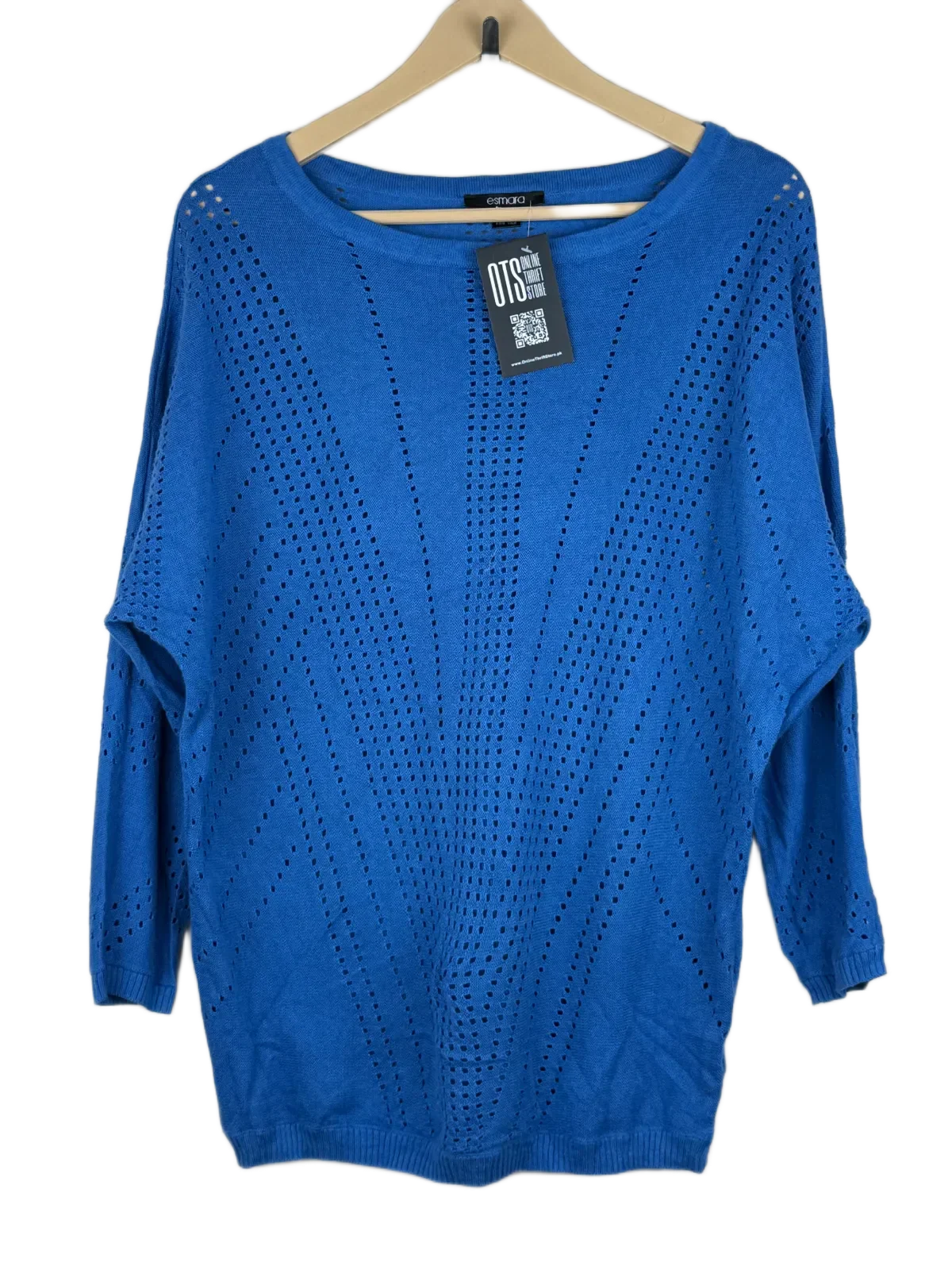 Shop Premium Winter Knitted Tops by Esmara | Preloved Branded Clothes | Blue Cotton | Women | OTS Thrift Store Islamabad Pakistan