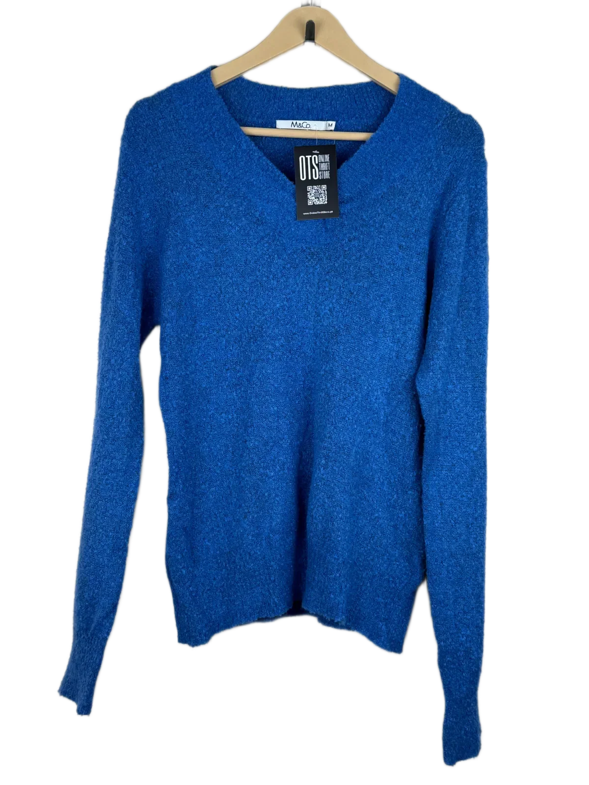 Premium Plus Condition Winter Knitted Tops | Preloved M&Co | Blue Acrylic | Thrift Shop for Women Karachi Pakistan | OTS