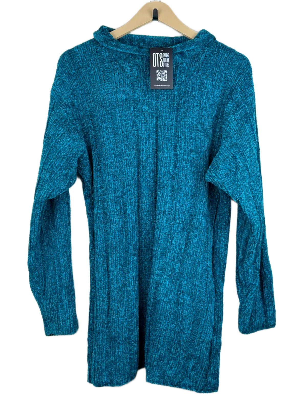 Good Condition Winter Knitted Tops | Preloved Bonmarché | Teal Acrylic | Thrift Shop for Women Peshawar Pakistan | OTS