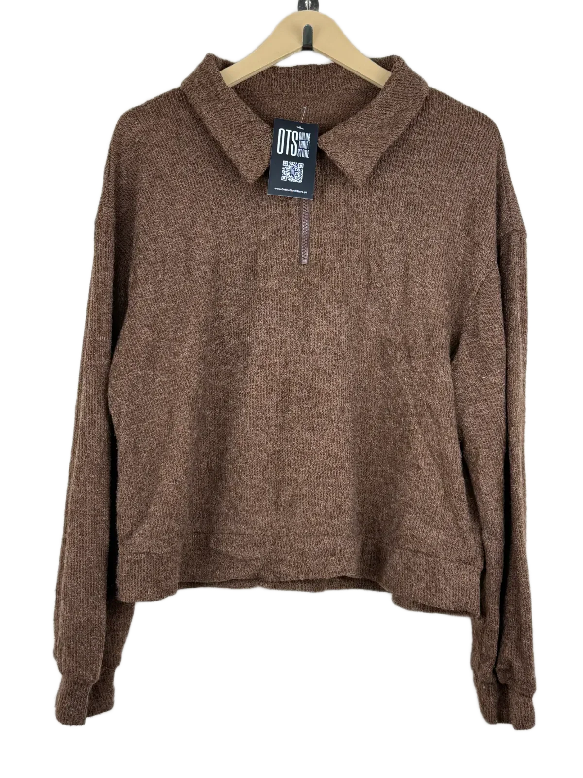 Excellent Condition Winter Knitted Tops | Preloved Dazy | Brown Polyester | Thrift Shop for Women Peshawar Pakistan | OTS