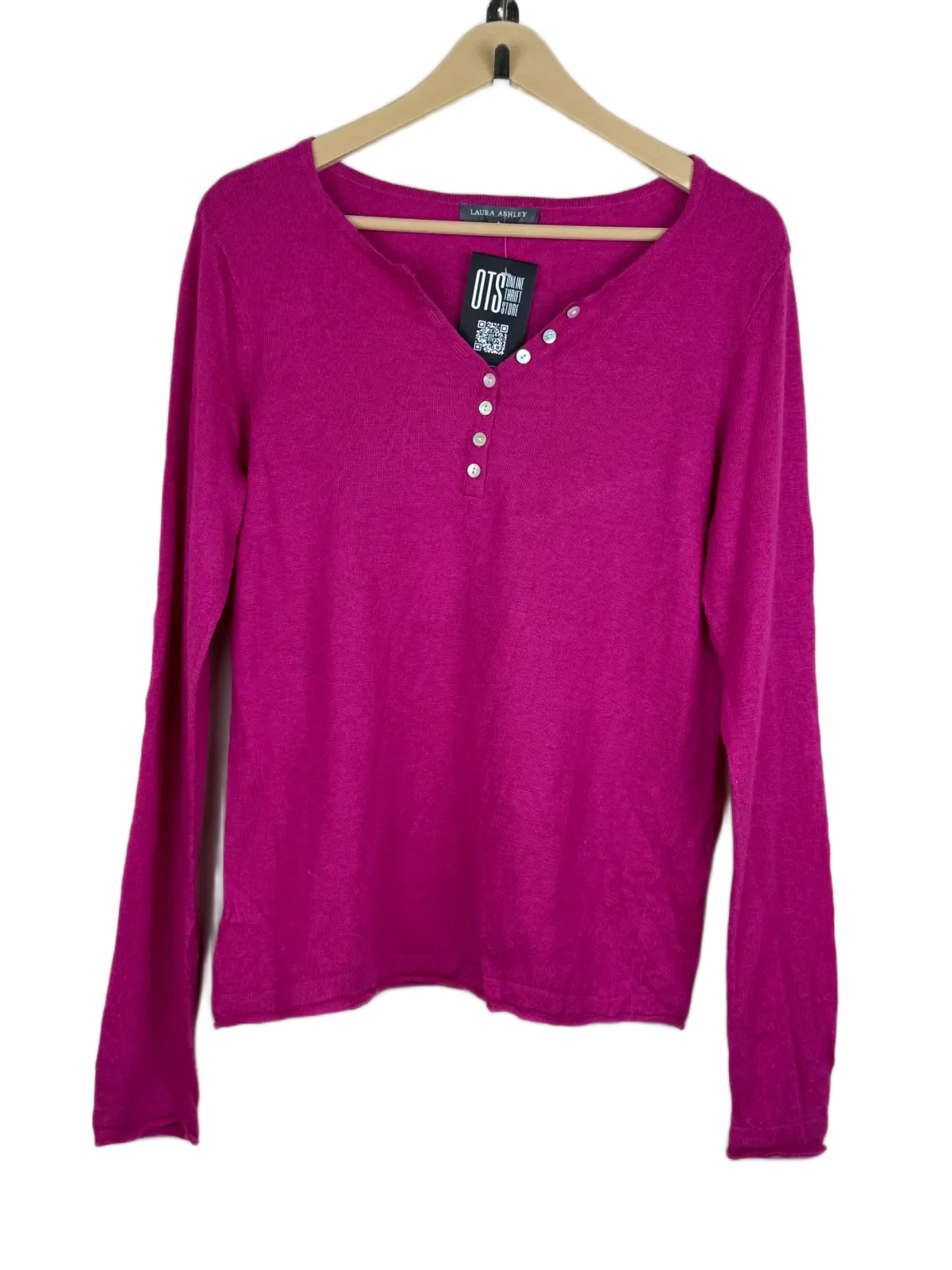 Preloved Good Winter Knitted Tops by Laura Ashley, Maroon Viscose for Women - OTS Thrift Shop Karachi Pakistan