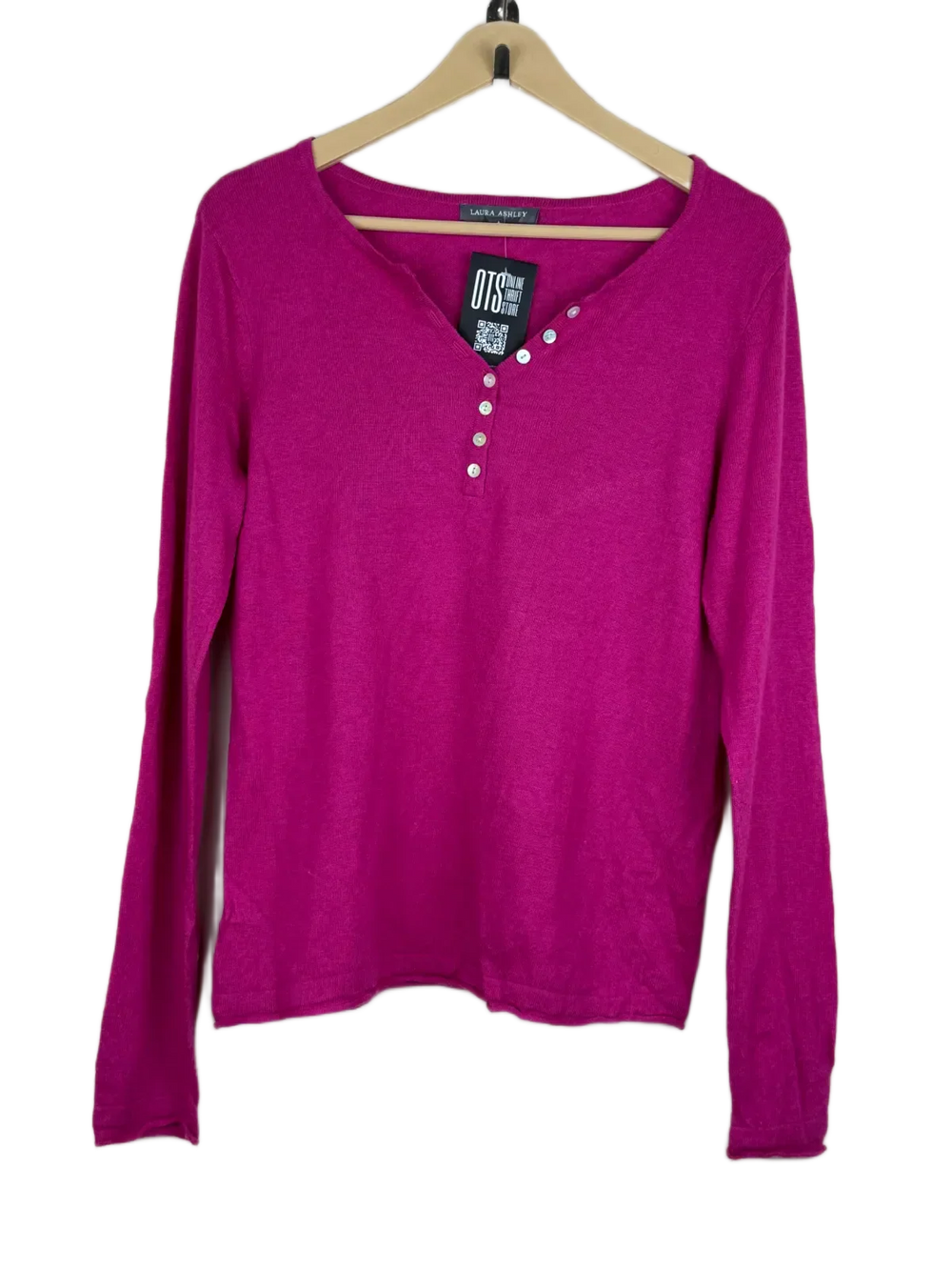 Preloved Good Winter Knitted Tops by Laura Ashley, Maroon Viscose for Women - OTS Thrift Shop Karachi Pakistan