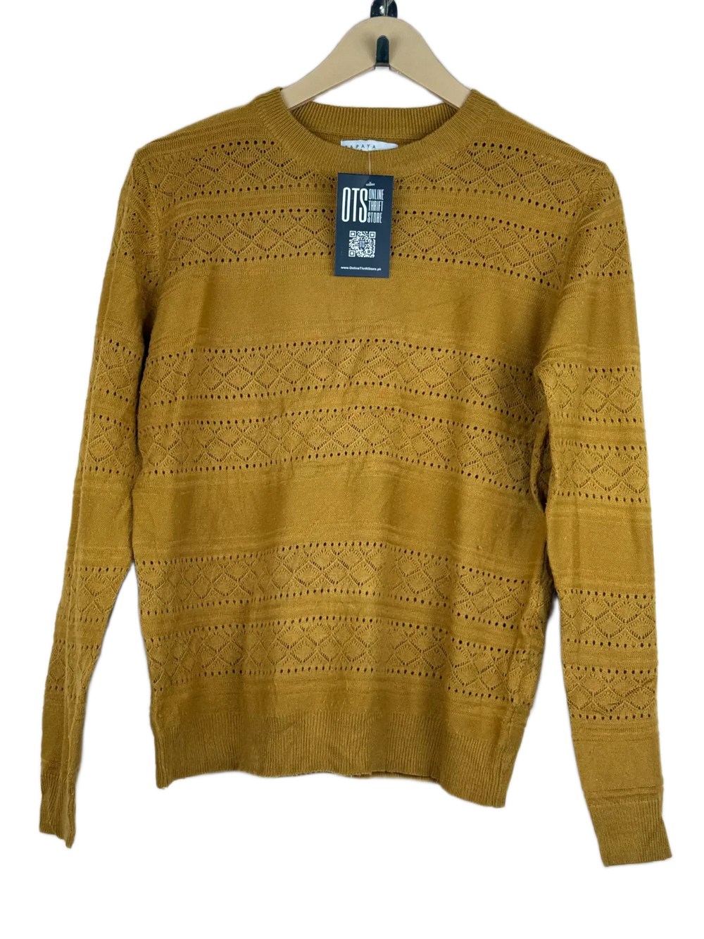 Secondhand Branded Winter Knitted Tops by Papaya, Brown Acrylic fabric, Premium condition, for Women - Online Thrift Shop Islamabad Pakistan