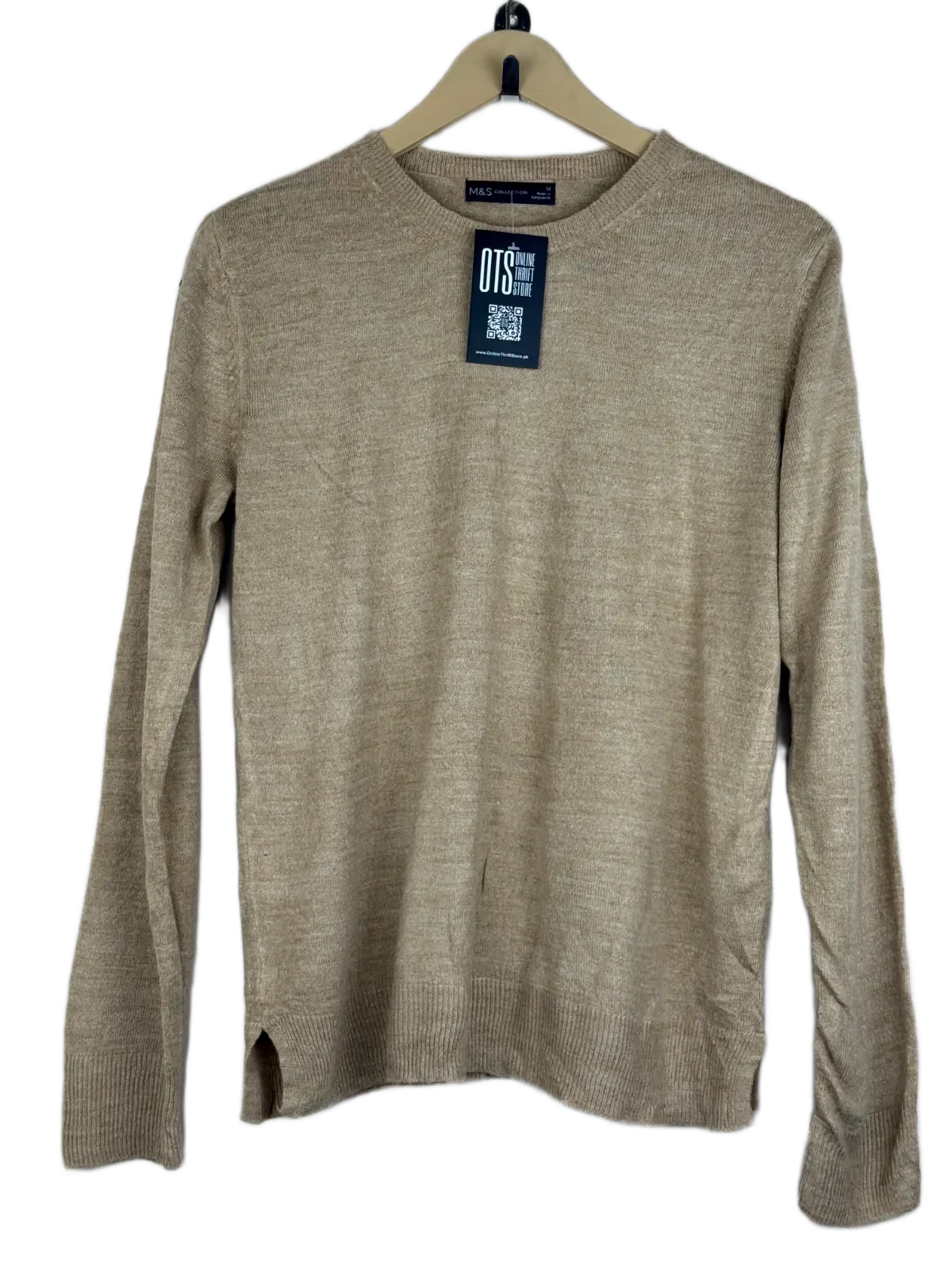 Secondhand Branded Winter Knitted Tops by Marks & Spencer, Tan Acrylic fabric, Premium Plus condition, for Women - Online Thrift Shop Karachi Pakistan