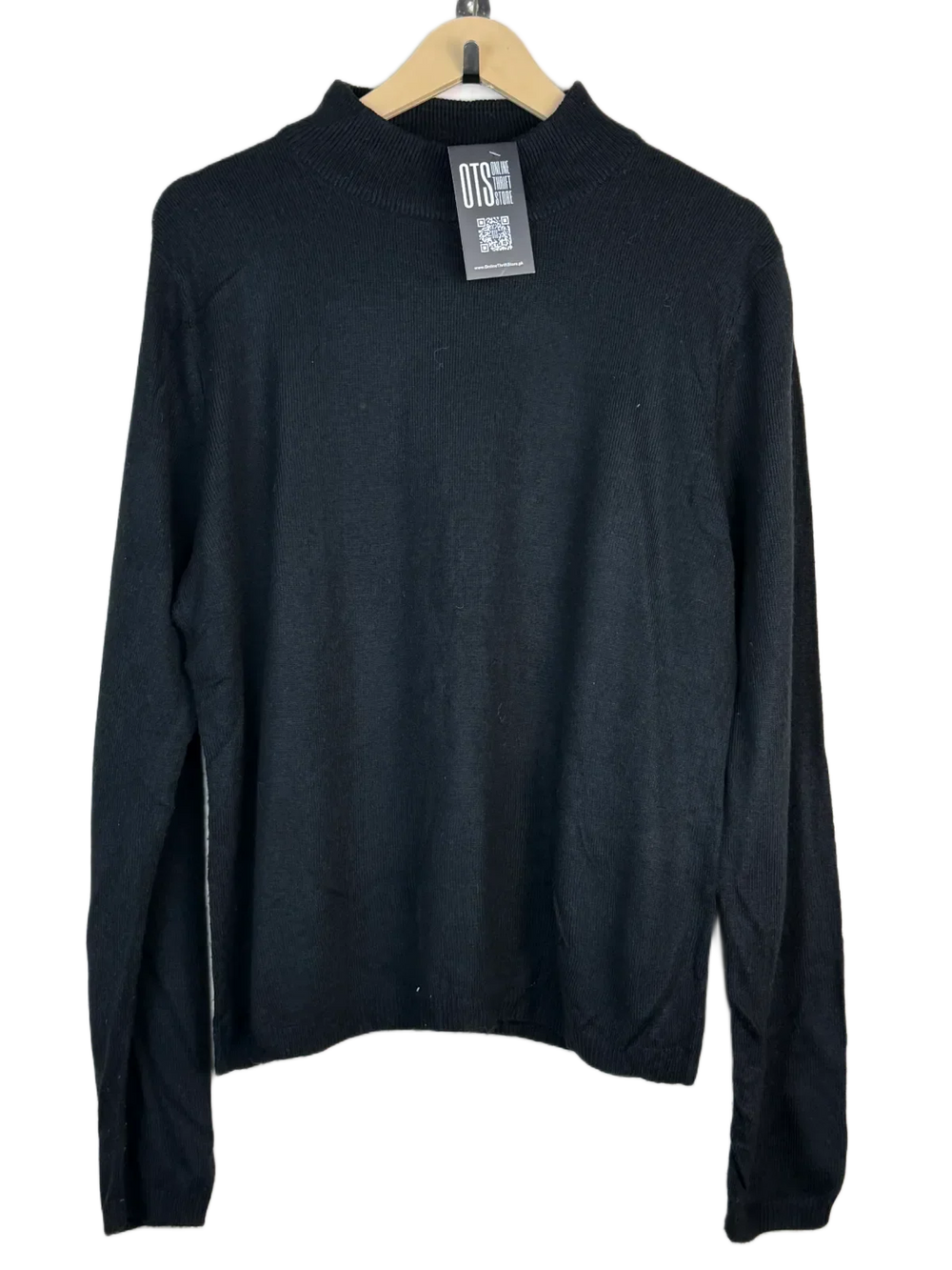 Shop Premium Winter Knitted Tops by Matalan | Preloved Branded Clothes | Black Acrylic | Women | OTS Thrift Store Islamabad Pakistan