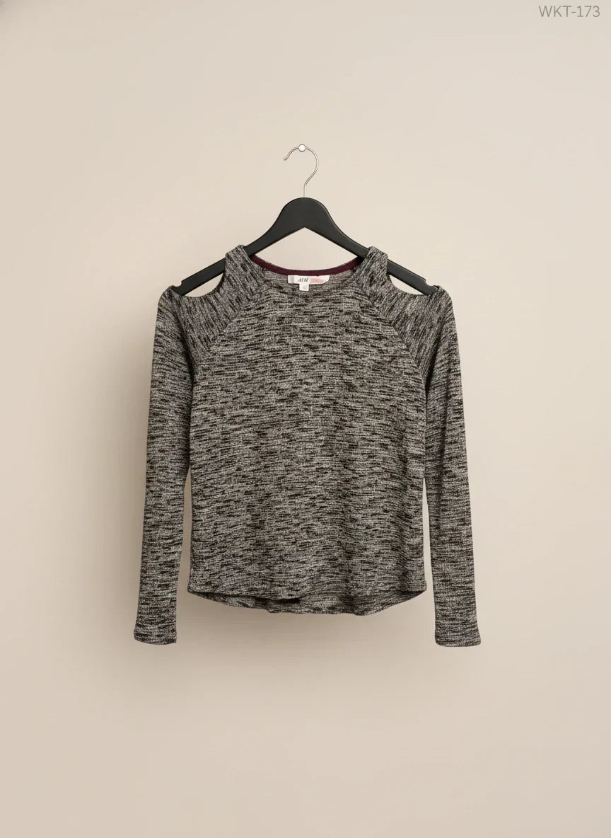 UK Imported secondhand Winter Knitted Tops - H&M brand, Gray viscose, Premium condition, for Women - Online Thrift Store Islamabad Pakistan