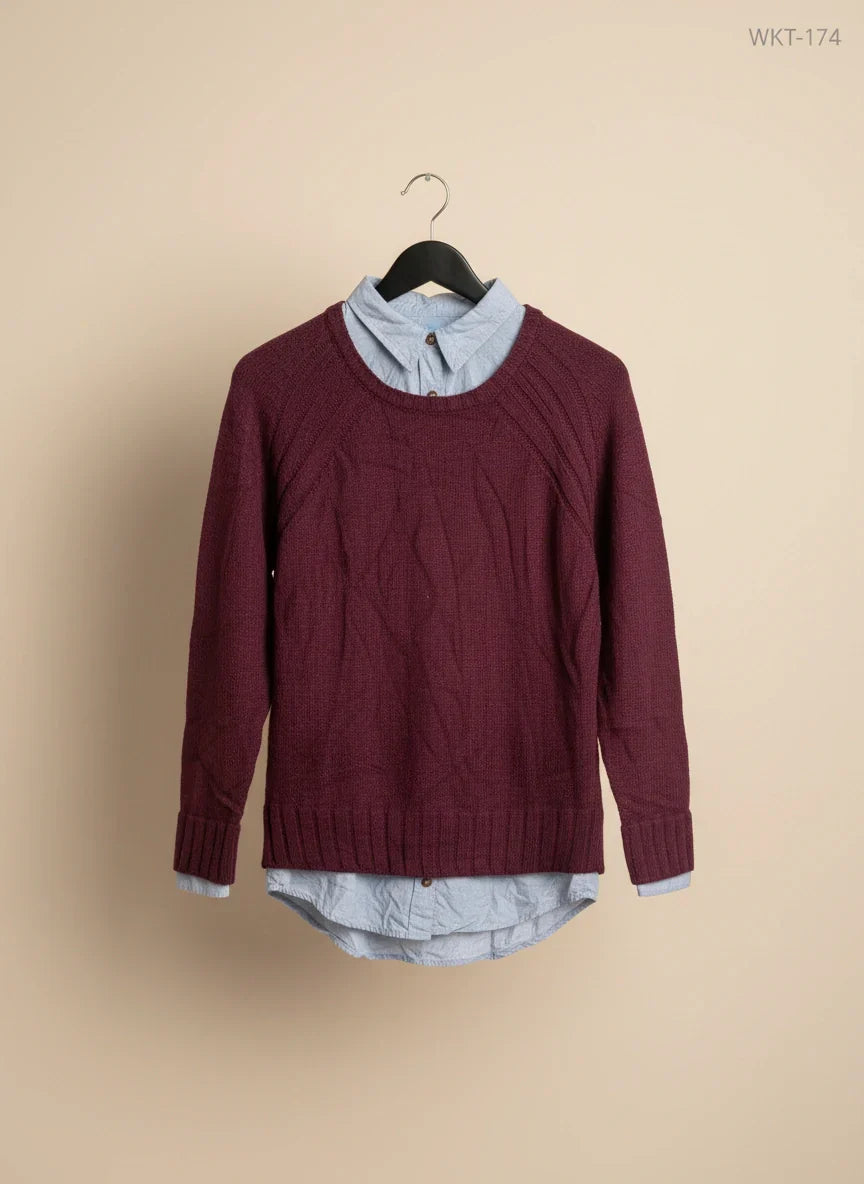 Preloved Excellent Winter Knitted Tops by Next, Purple Acrylic for Women - OTS Thrift Shop Lahore Pakistan