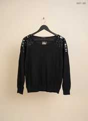 Premium Condition Winter Knitted Tops | Preloved day&night | Black viscose | Thrift Shop for Women Peshawar Pakistan | OTS