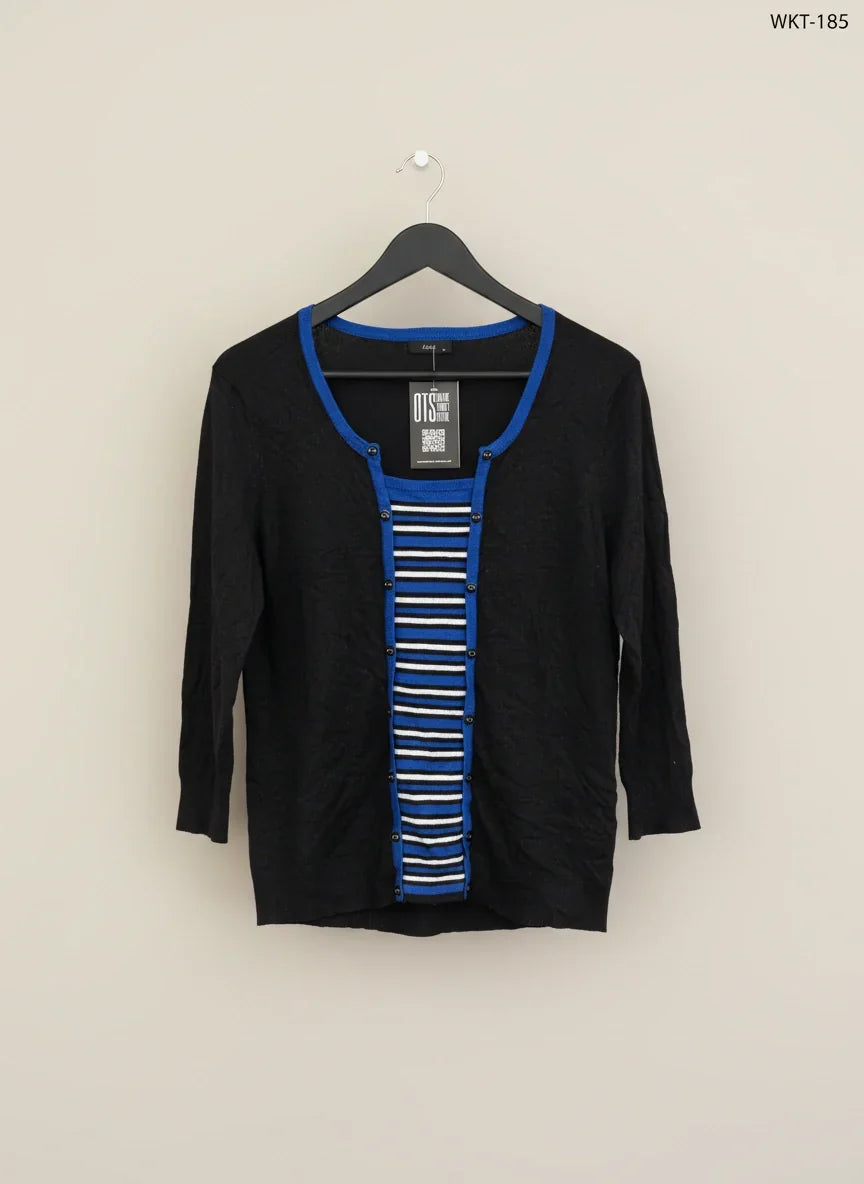 UK Imported secondhand Winter Knitted Tops - M&Co brand, black & blue viscose, Premium condition, for Women - Online Thrift Store Islamabad Pakistan