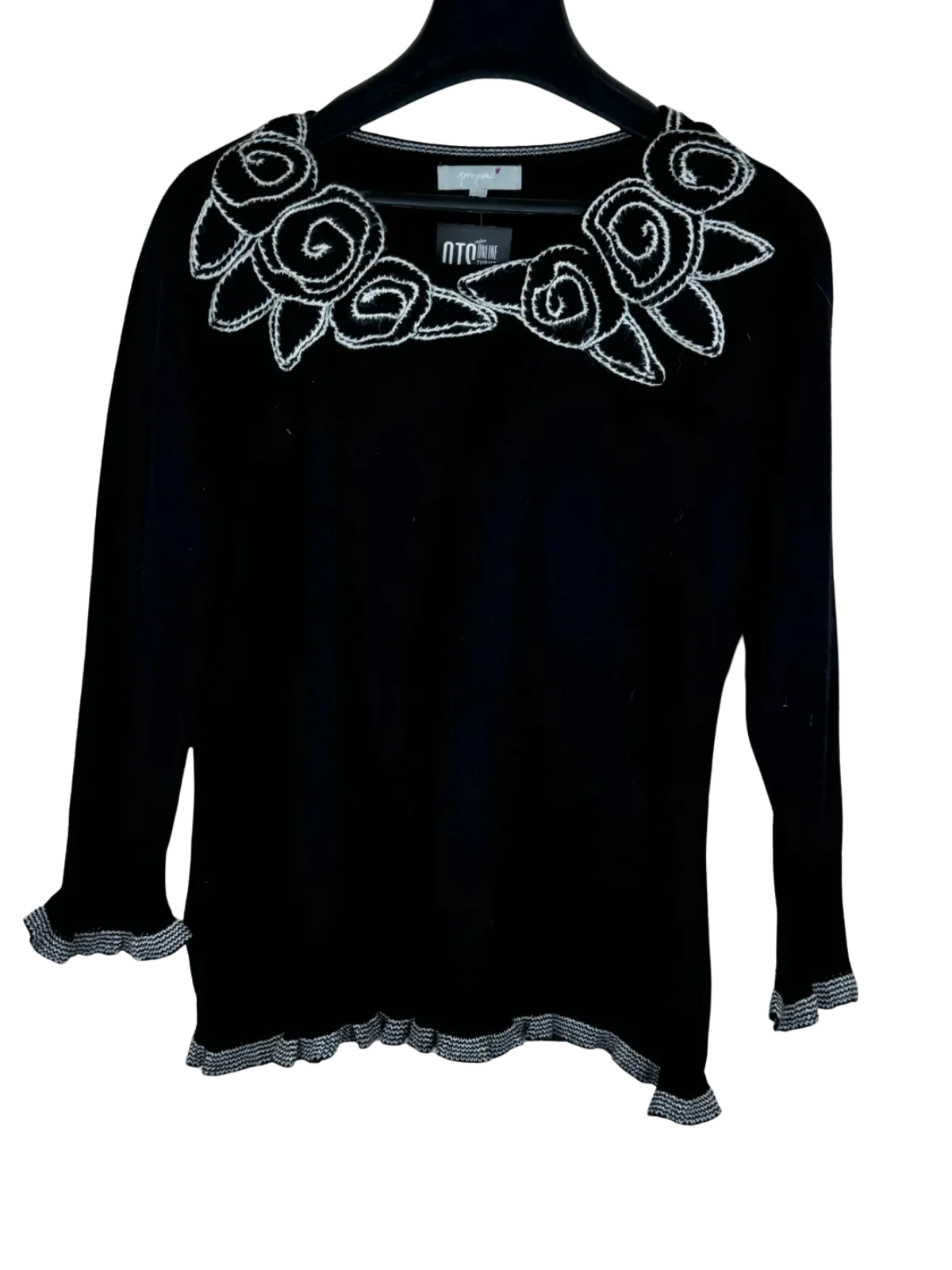 Shop Premium Plus Winter Knitted Tops by Per Una | Preloved Branded Clothes | Black Acrylic | Women | OTS Thrift Store Lahore Pakistan