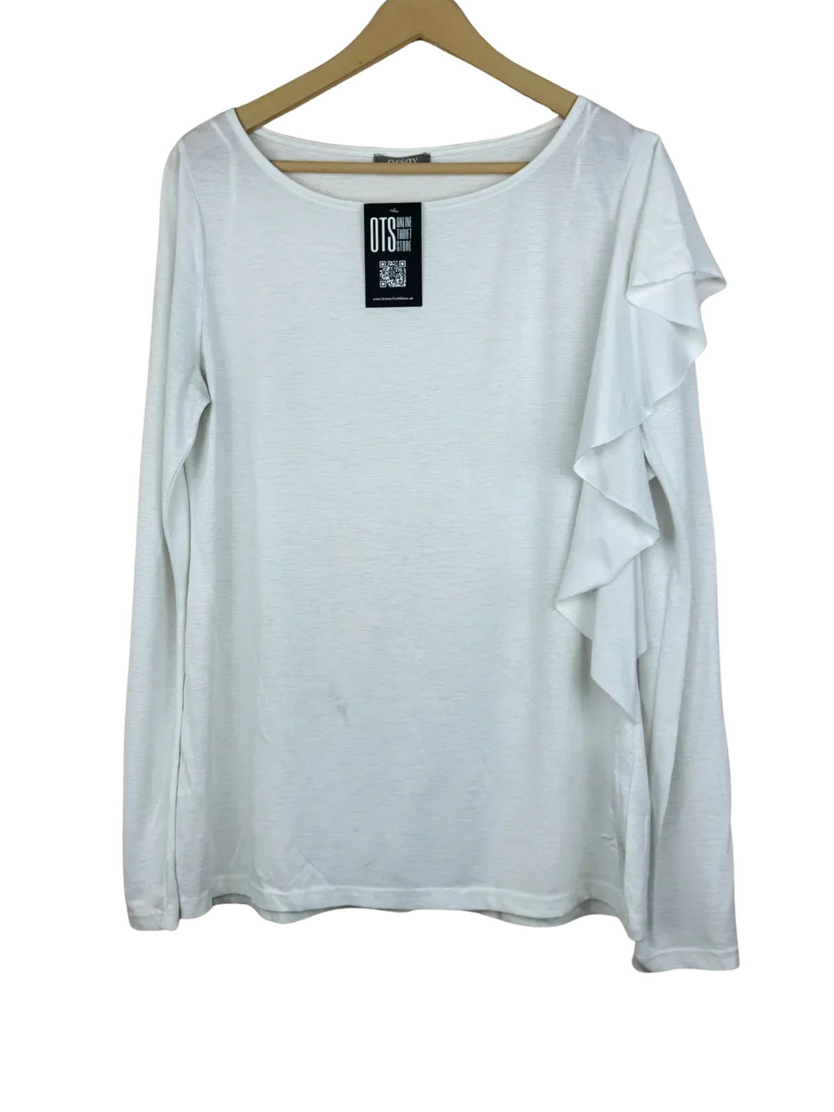 Preloved Excellent Winter Knitted Tops by Orsay, White Polyester for Women - OTS Thrift Shop Lahore Pakistan