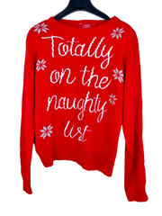 Shop Premium Plus Winter Knitted Tops by Ladies Large | Preloved Branded Clothes | Red Acrylic | Women | OTS Thrift Store Karachi Pakistan