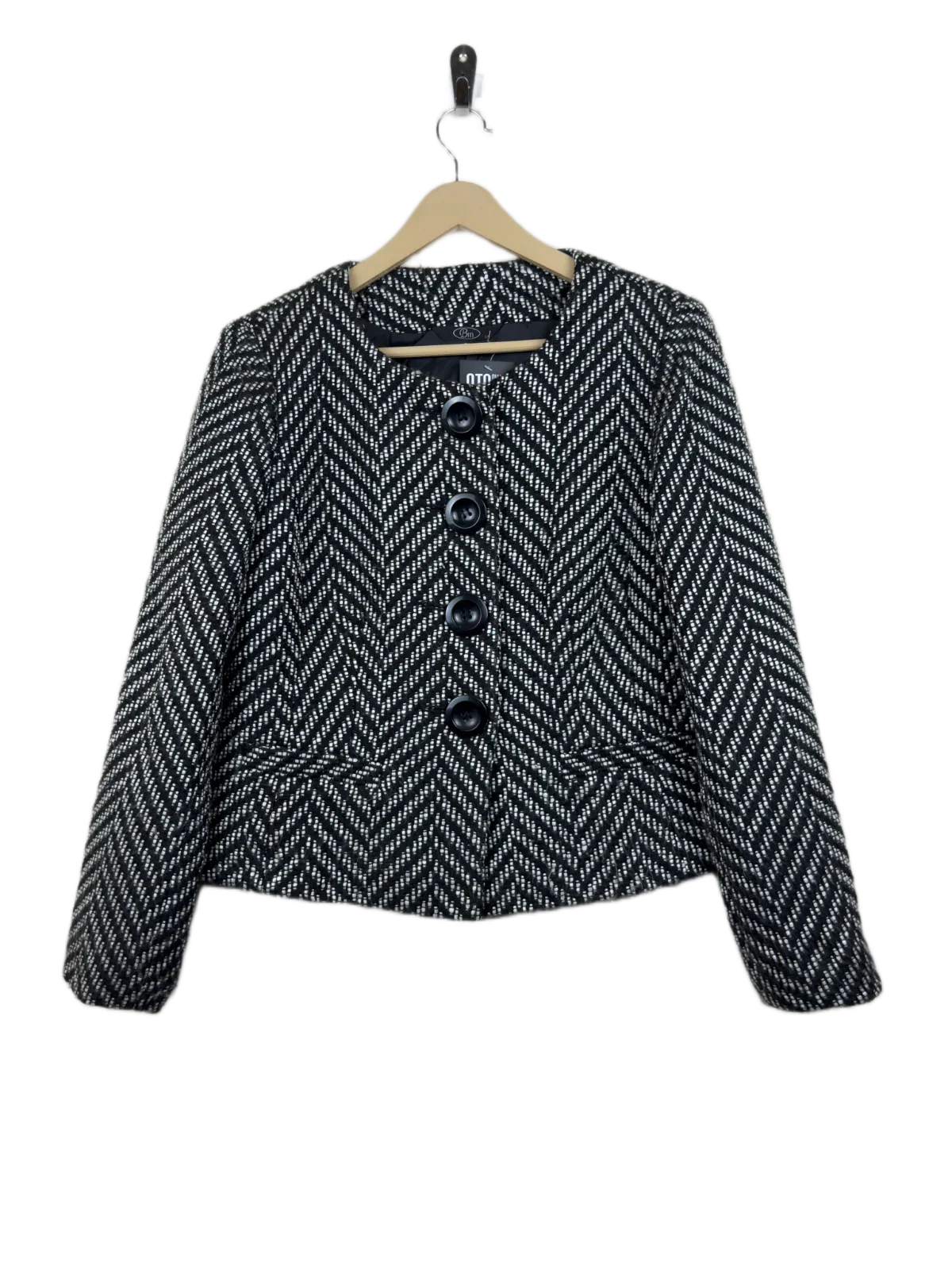 UK Imported secondhand Winter Long Cardigans - BM brand, Black & White Wool, Premium condition, for Women - Online Thrift Store Islamabad Pakistan