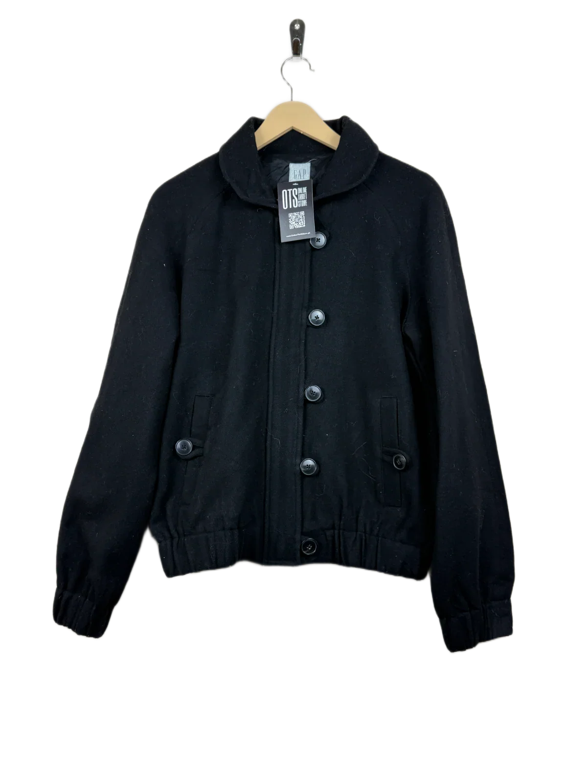 Secondhand Branded Winter Long Cardigans by GAP, Black Wool fabric, Premium condition, for Women - Online Thrift Shop Islamabad Pakistan