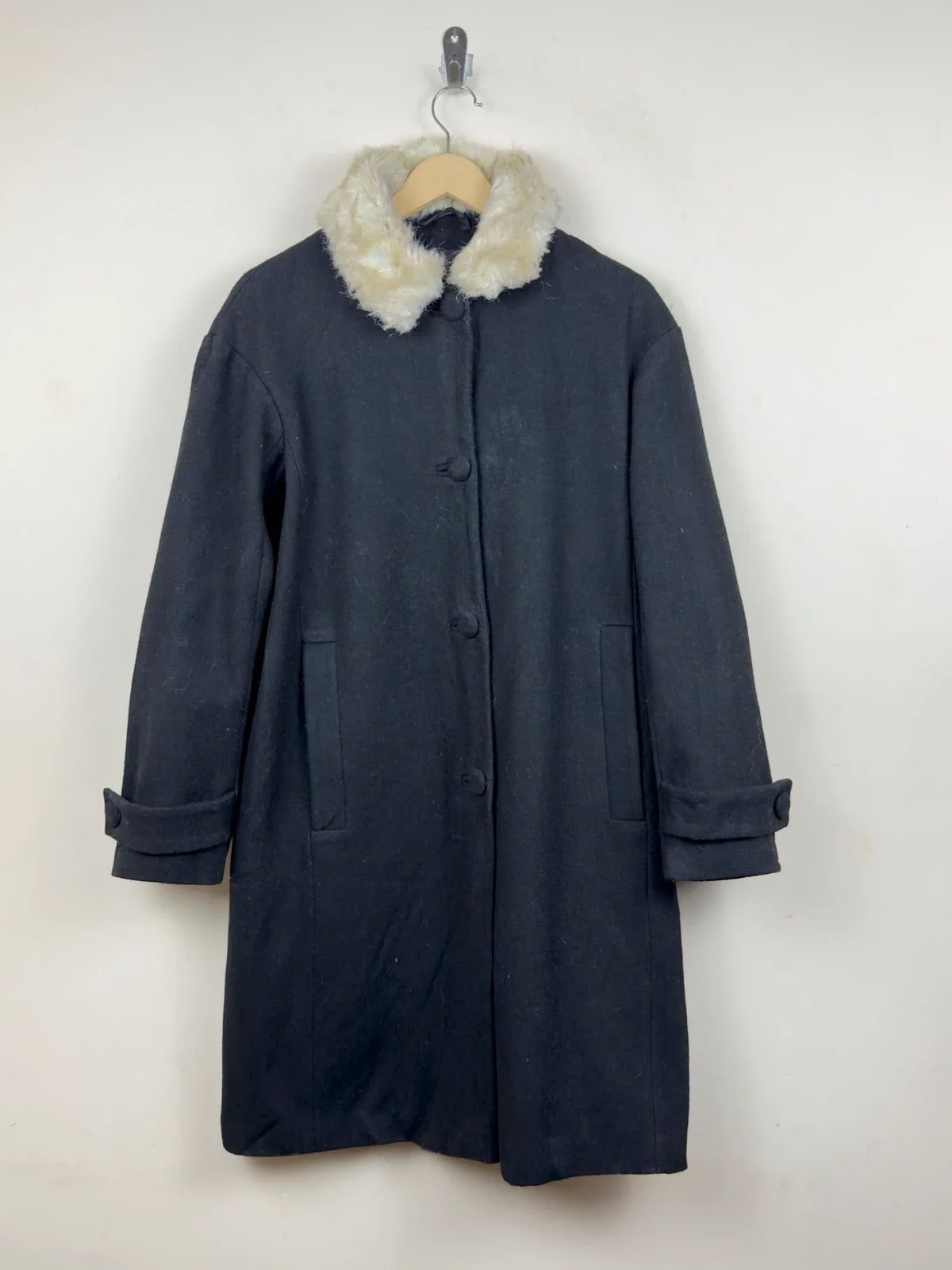 Secondhand Branded Women's Winter Long Coat by Topshop, Black Polyester fabric, Premium condition, for Women - Online Thrift Shop Lahore Pakistan