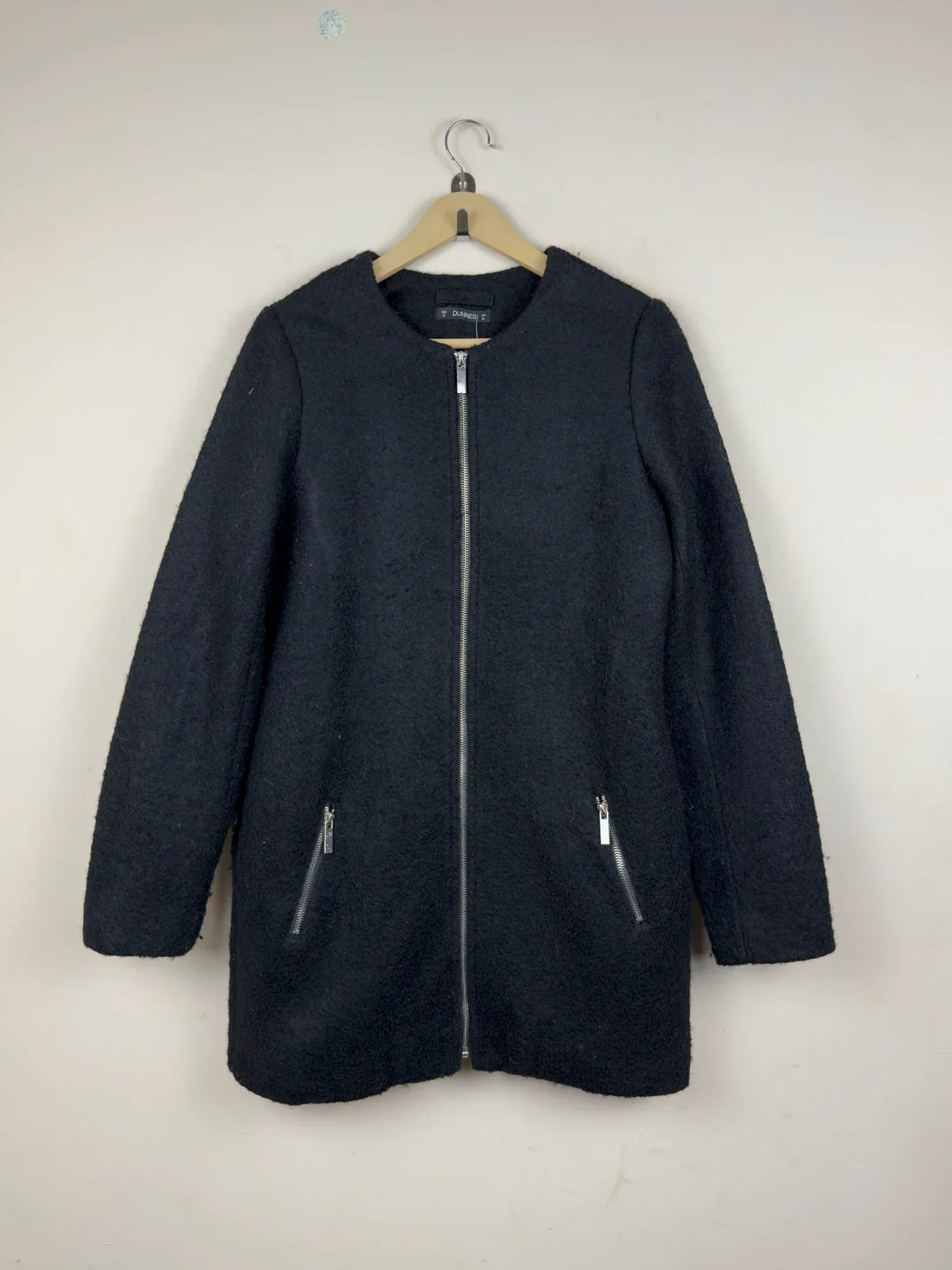 Premium Condition Women's Winter Long Coat | Preloved Dunners | Black Wool + Polyester | Thrift Shop for Women Peshawar Pakistan | OTS