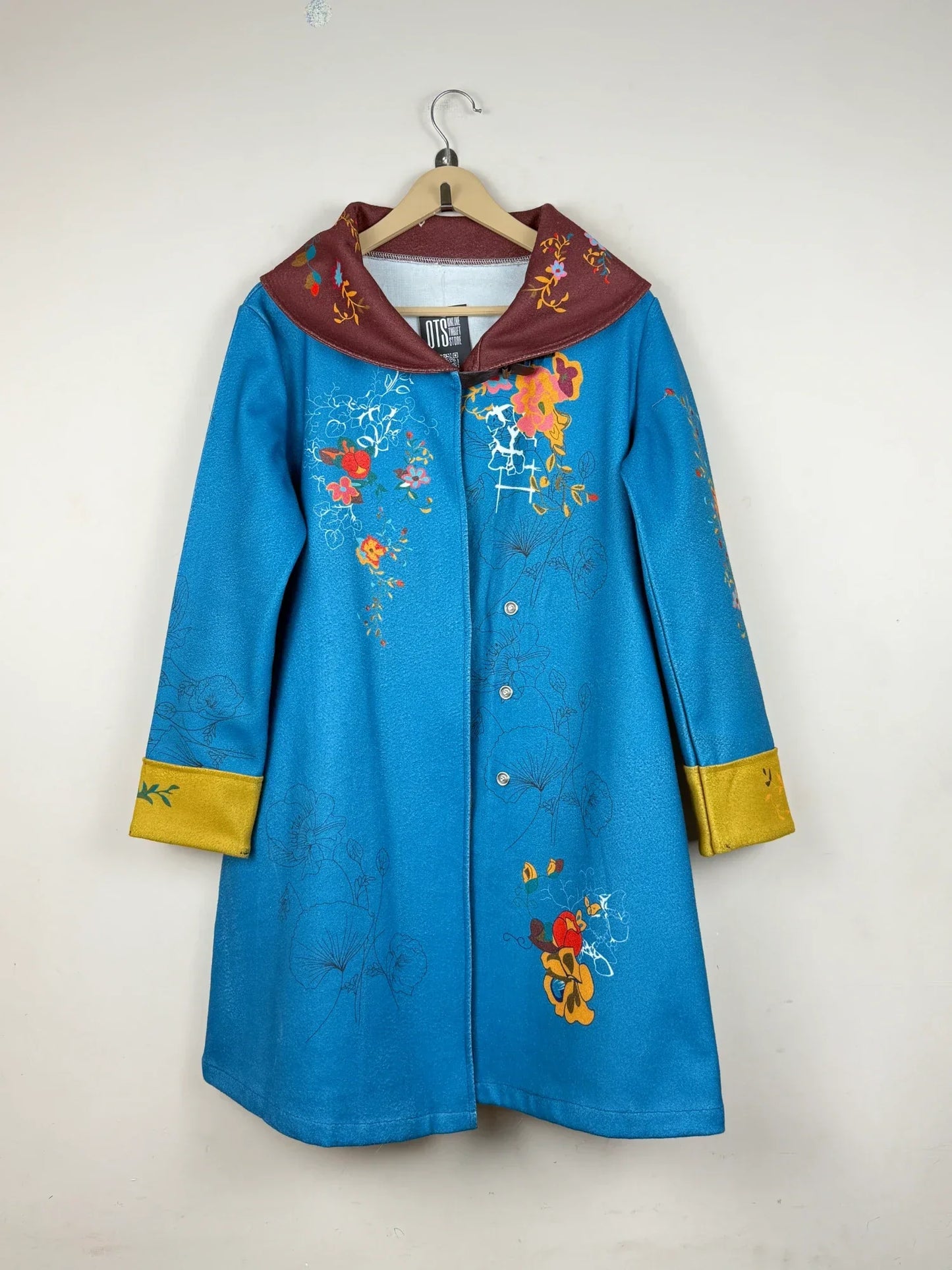 Shop Premium Women's Winter Long Coat by Unknown | Preloved Branded Clothes | Blue Polyester | Women | OTS Thrift Store Peshawar Pakistan