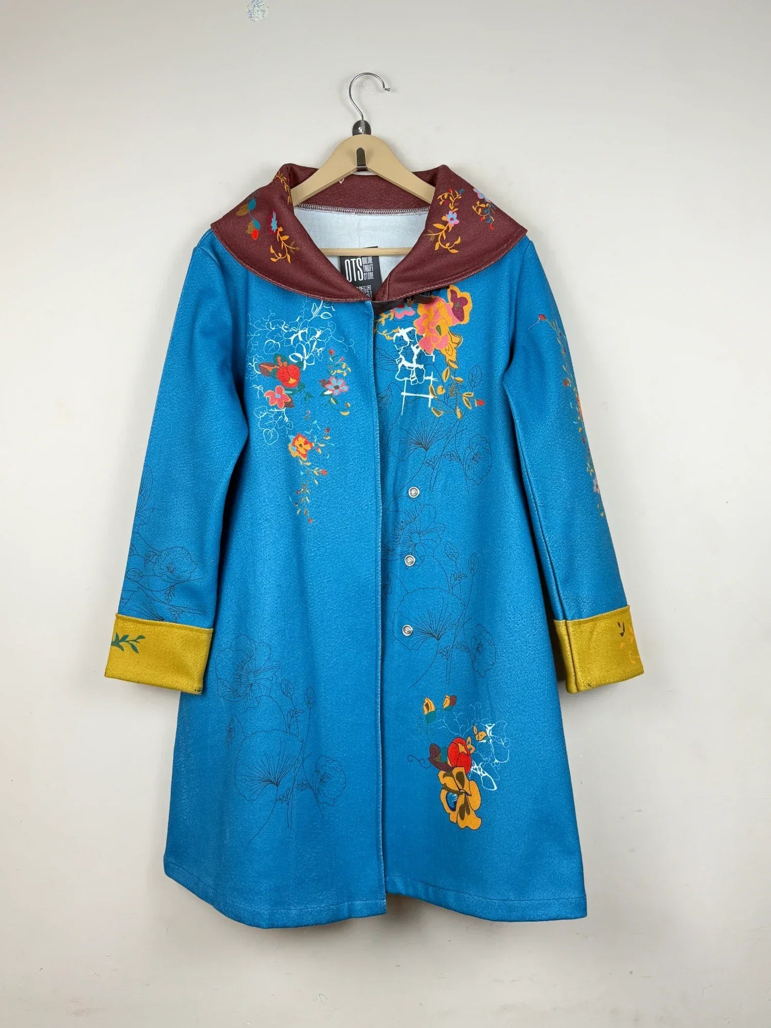 Shop Premium Women's Winter Long Coat by Unknown | Preloved Branded Clothes | Blue Polyester | Women | OTS Thrift Store Peshawar Pakistan