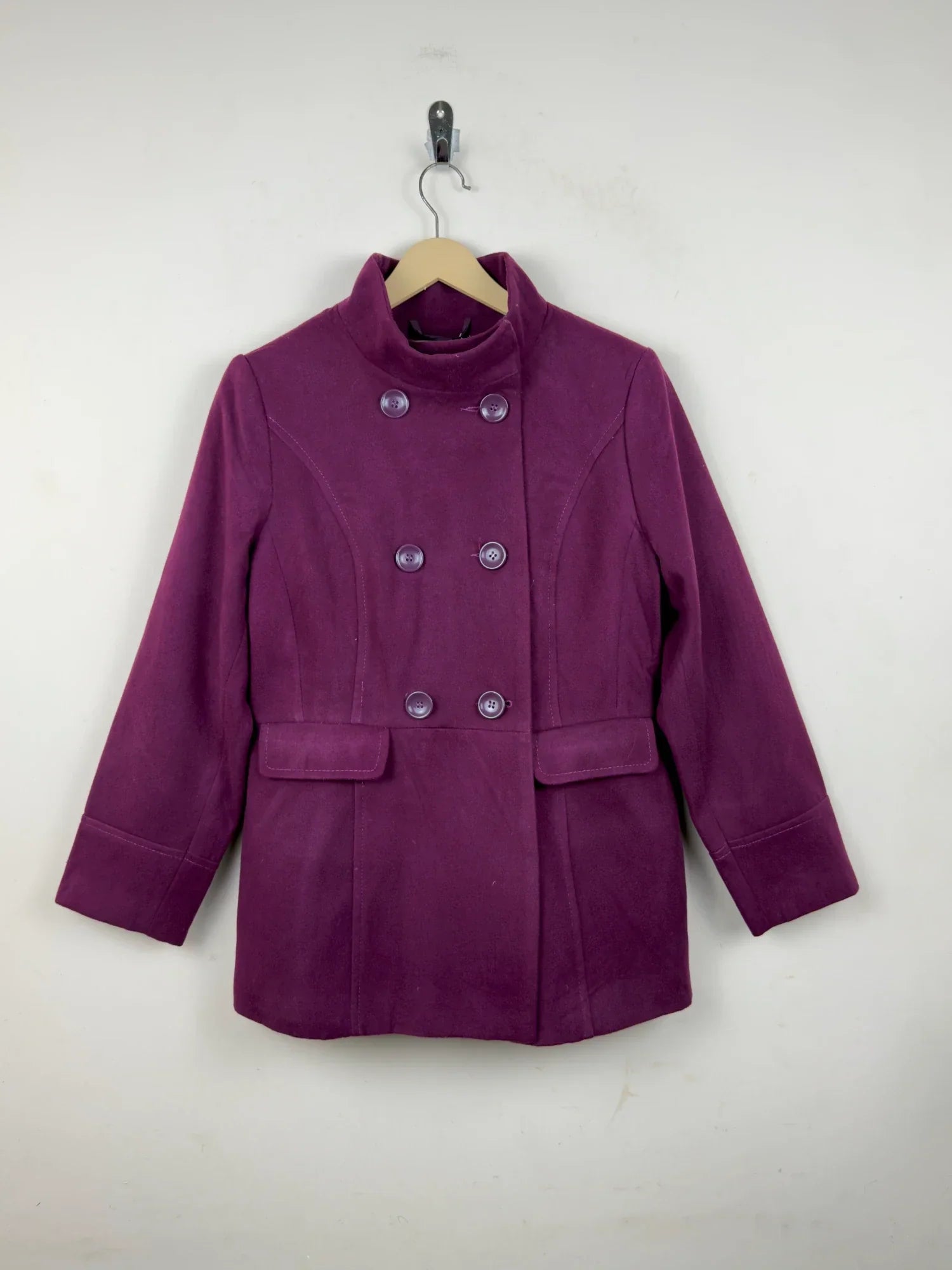 Premium Condition Women's Winter Long Coat | Preloved EWM | Purple Polyester | Thrift Shop for Women Lahore Pakistan | OTS