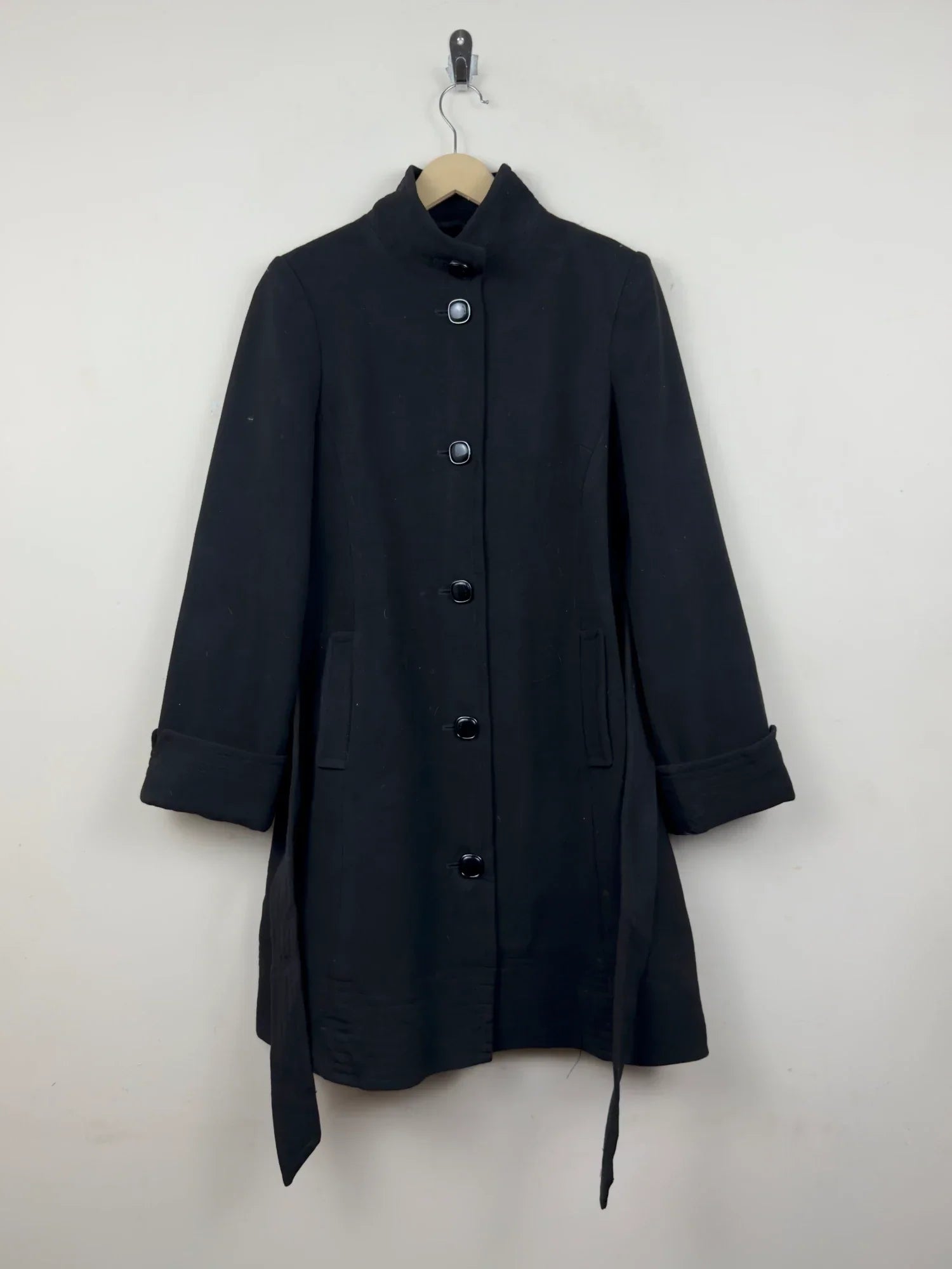 Secondhand Branded Women's Winter Long Coat by principels, Black Polyester fabric, Good condition, for Women - Online Thrift Shop Peshawar Pakistan