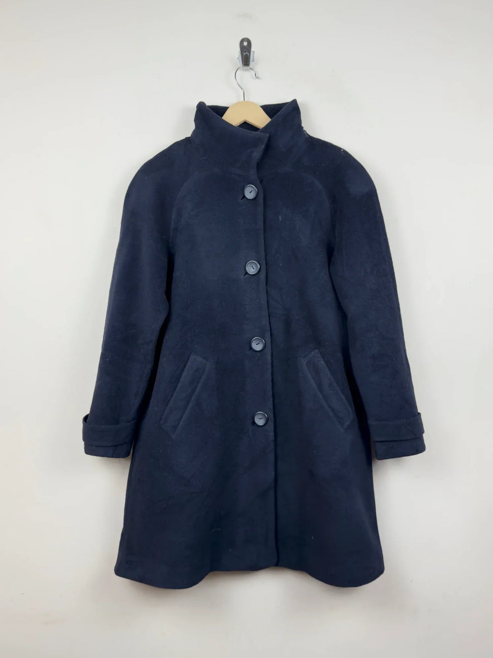 Women's Winter Long Coat | Marks & Spencer | Preloved Branded | Navy Polyester | Good | OTS Thrift Store Peshawar Pakistan