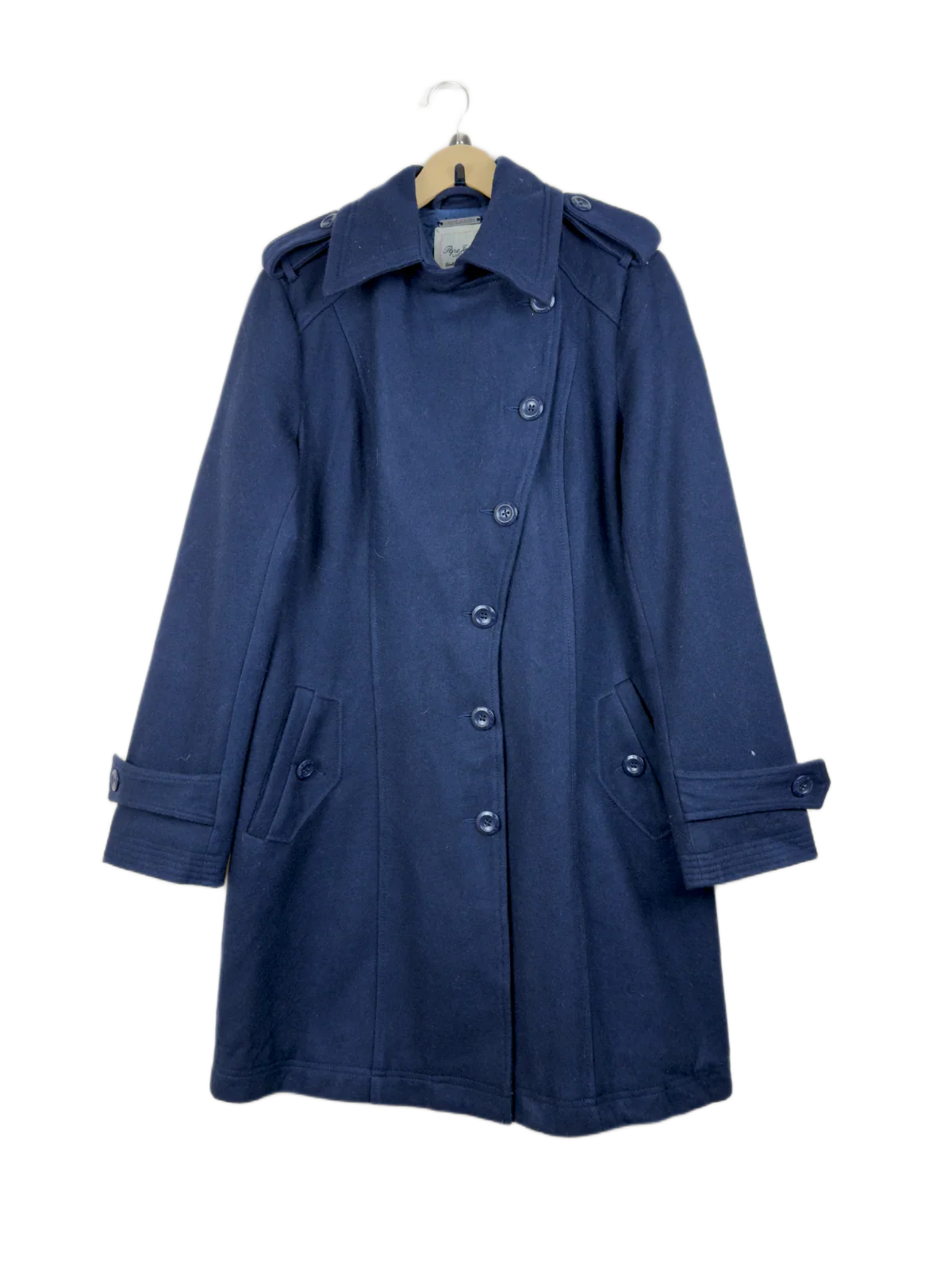 Shop Premium Winter Long Cardigans by Pepe Jeans | Preloved Branded Clothes | Blue Wool + Polyester | Women | OTS Thrift Store Lahore Pakistan
