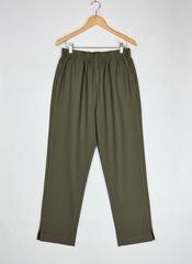 Secondhand Branded Womens Pants & Trousers by Cut Label, Army Green Polyester fabric, Premium condition, for Women - Online Thrift Shop Peshawar Pakistan