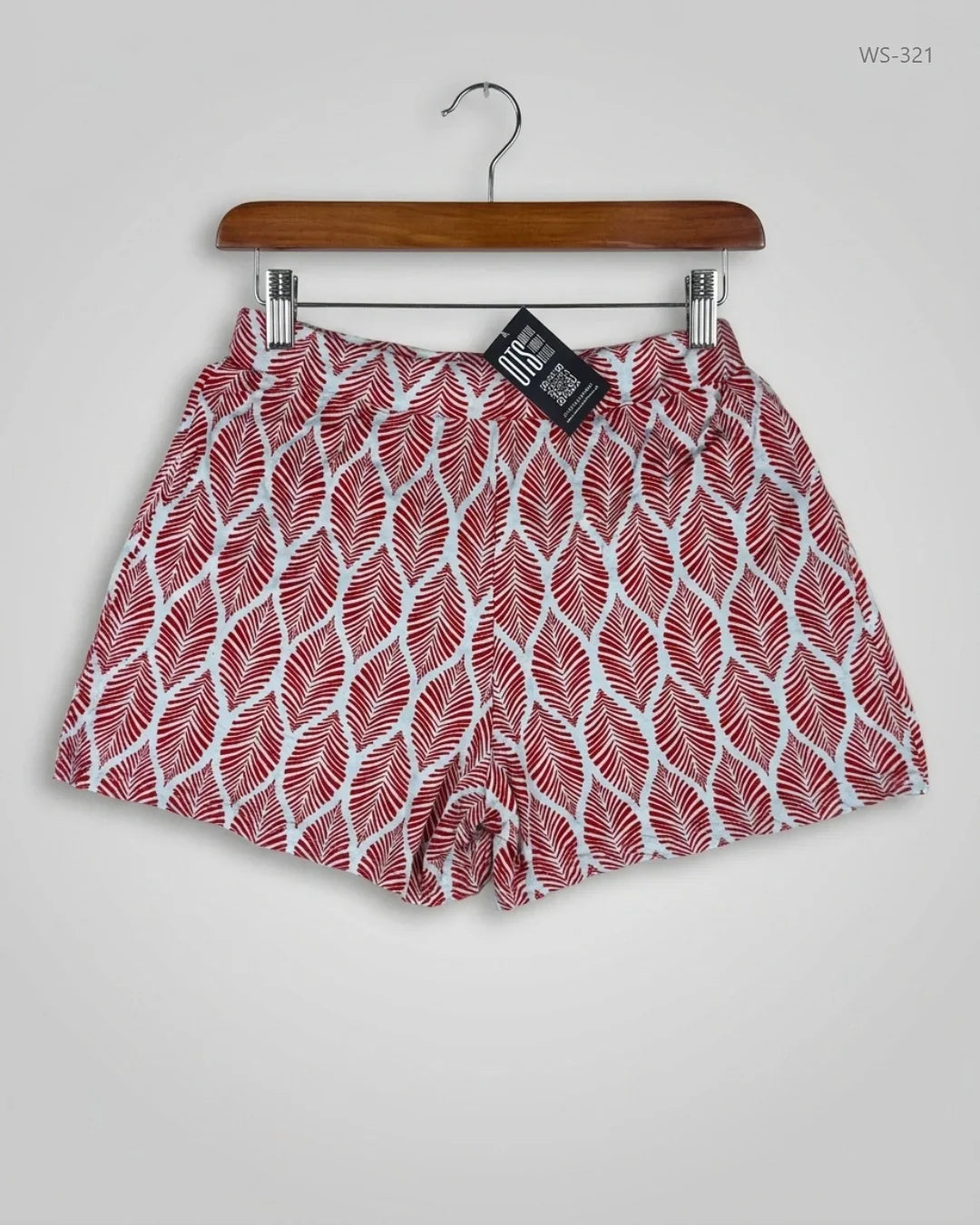 Womens Shorts | Peacocks | Preloved Branded | Red Polyester | Premium | OTS Thrift Store Islamabad Pakistan