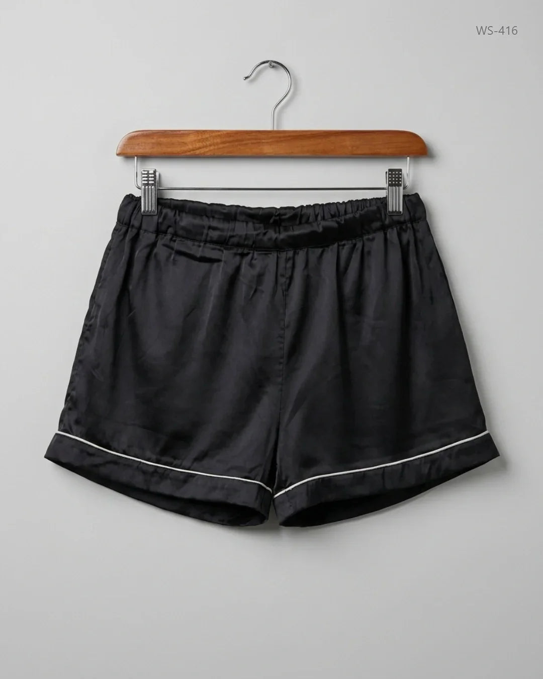 Secondhand Branded Womens Shorts by PRETTYLITTLETHING, Black SILK fabric, Good condition, for Women - Online Thrift Shop Peshawar Pakistan