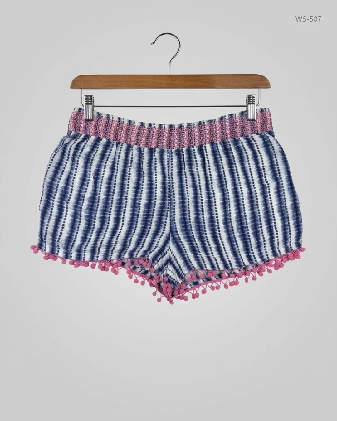 Womens Shorts | Papaya | Preloved Branded | Blue & White Viscose | Premium | OTS Thrift Store Islamabad Pakistan