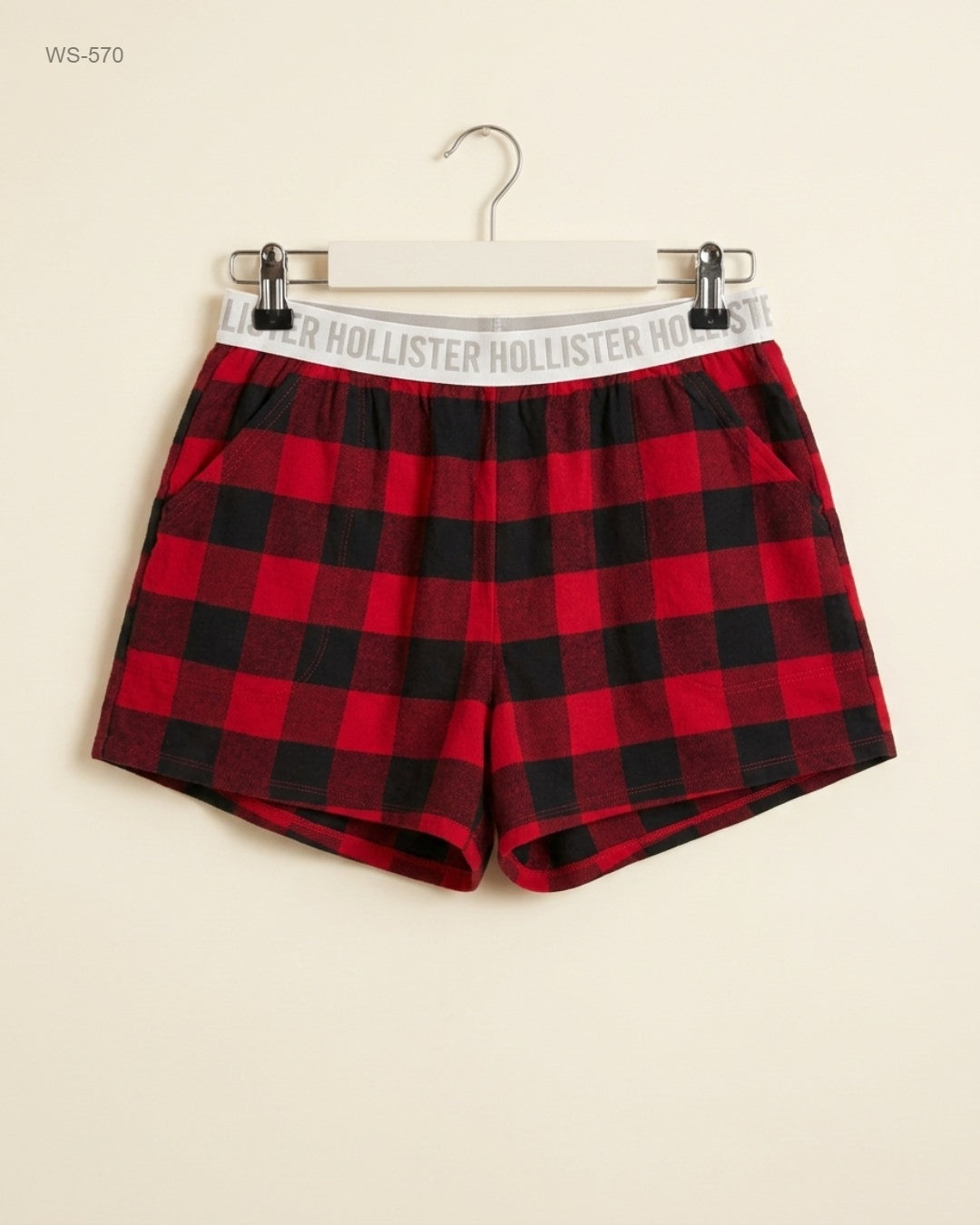 Shop Premium Womens Shorts by HOLLISTER | Preloved Branded Clothes | Maroon Nylon | Womens | OTS Thrift Store Karachi Pakistan