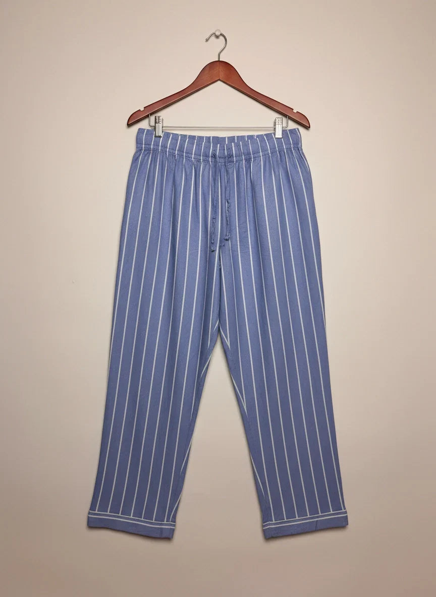 Premium Condition Womens Summer Trousers | Preloved Primark | Sky Blue With Lines Viscose | Thrift Shop for Womens Lahore Pakistan | OTS