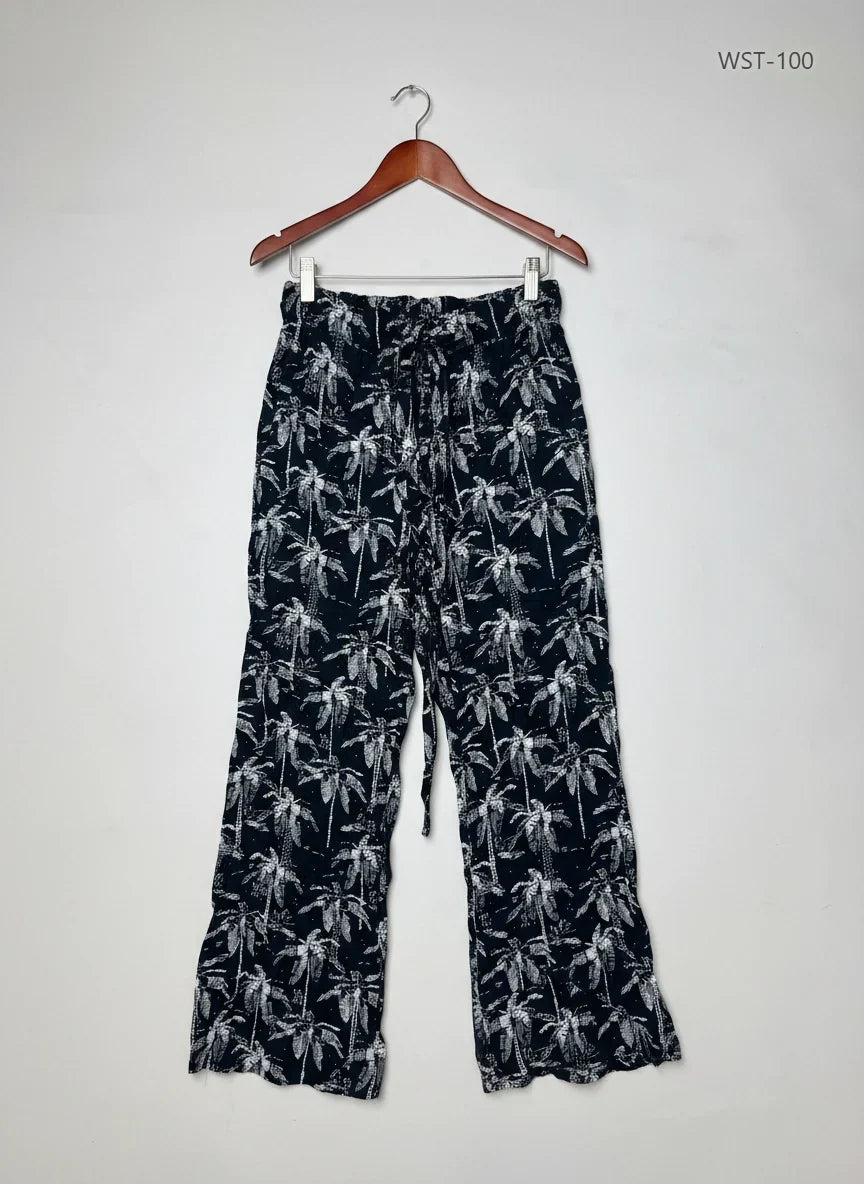 Womens Summer Trousers | Papaya | Preloved Branded | Black & White Viscose | Premium | OTS Thrift Store Peshawar Pakistan