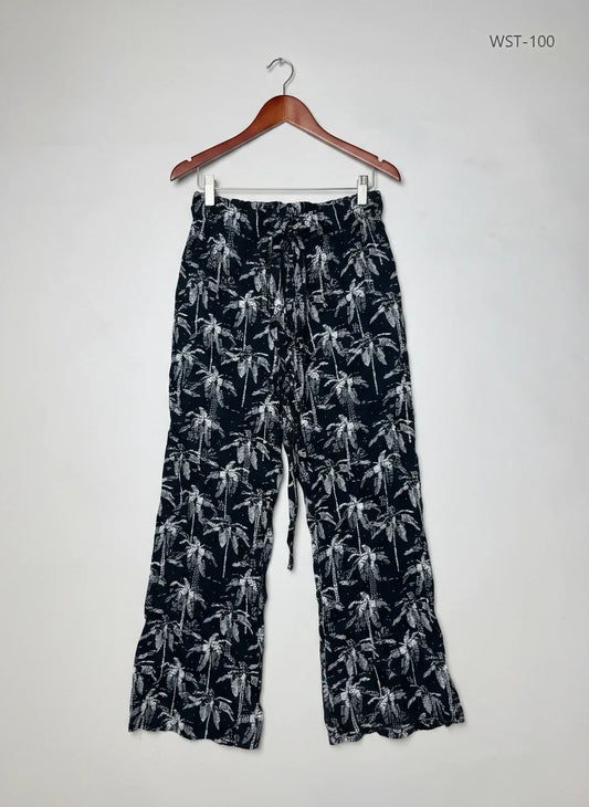 Womens Summer Trousers | Papaya | Preloved Branded | Black & White Viscose | Premium | OTS Thrift Store Peshawar Pakistan