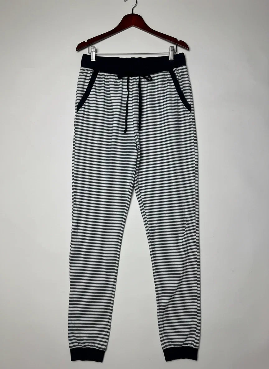 Secondhand Branded Womens Summer Trousers by LOVE TO LOUNGE, WHITE AND GRAY Polyester fabric, Premium condition, for Womens - Online Thrift Shop Lahore Pakistan