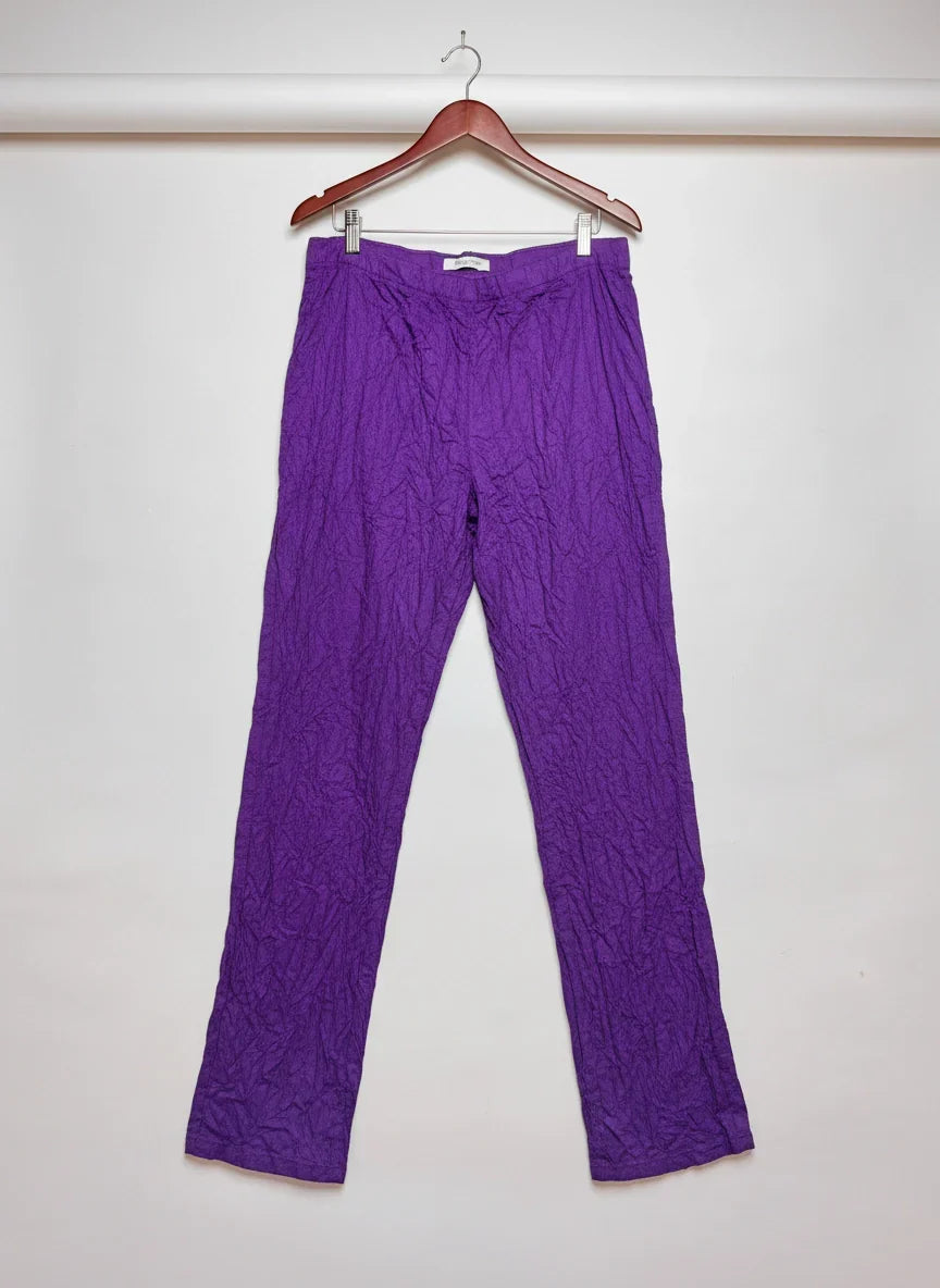 Womens Summer Trousers | LOVE SLEEP | Preloved Branded | PURPLE Polyester | Premium | OTS Thrift Store Islamabad Pakistan