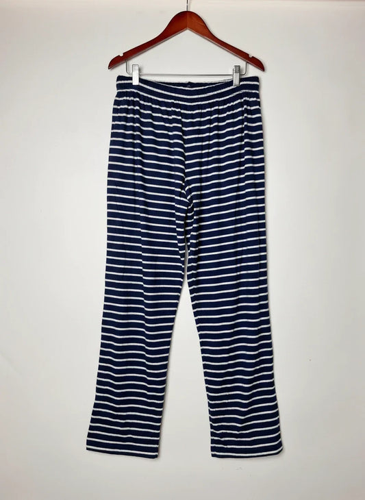 Secondhand Branded Womens Summer Trousers by F&F, WHITE & NAVY BLUE Polyester fabric, Premium condition, for Womens - Online Thrift Shop Islamabad Pakistan