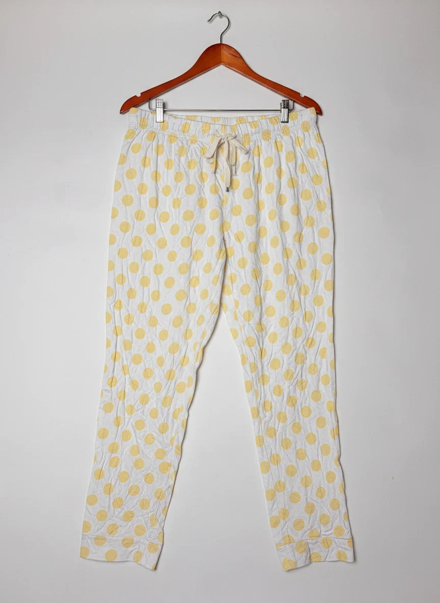 UK Imported secondhand Womens Summer Trousers - Primark brand, WHITE YELLOW Polyester, Premium condition, for Womens - Online Thrift Store Karachi Pakistan