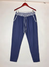 Womens Summer Trousers | LOVE TO LOUNGE | Preloved Branded | Blue Polyester | Premium | OTS Thrift Store Peshawar Pakistan
