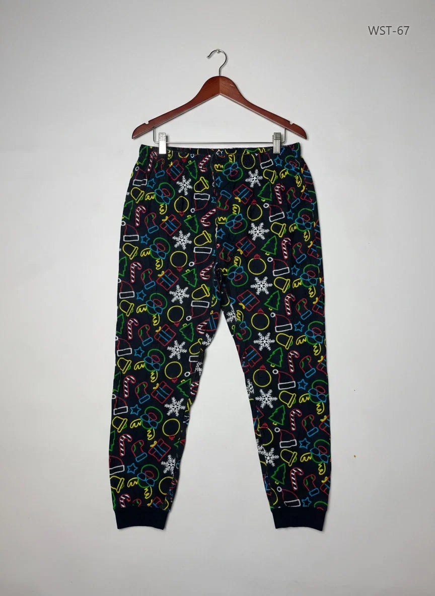 Shop Premium Womens Summer Trousers by Cut Label | Preloved Branded Clothes | BLACK MULTI Cotton | Womens | OTS Thrift Store Lahore Pakistan