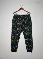 Shop Premium Womens Summer Trousers by Cut Label | Preloved Branded Clothes | BLACK MULTI Cotton | Womens | OTS Thrift Store Lahore Pakistan