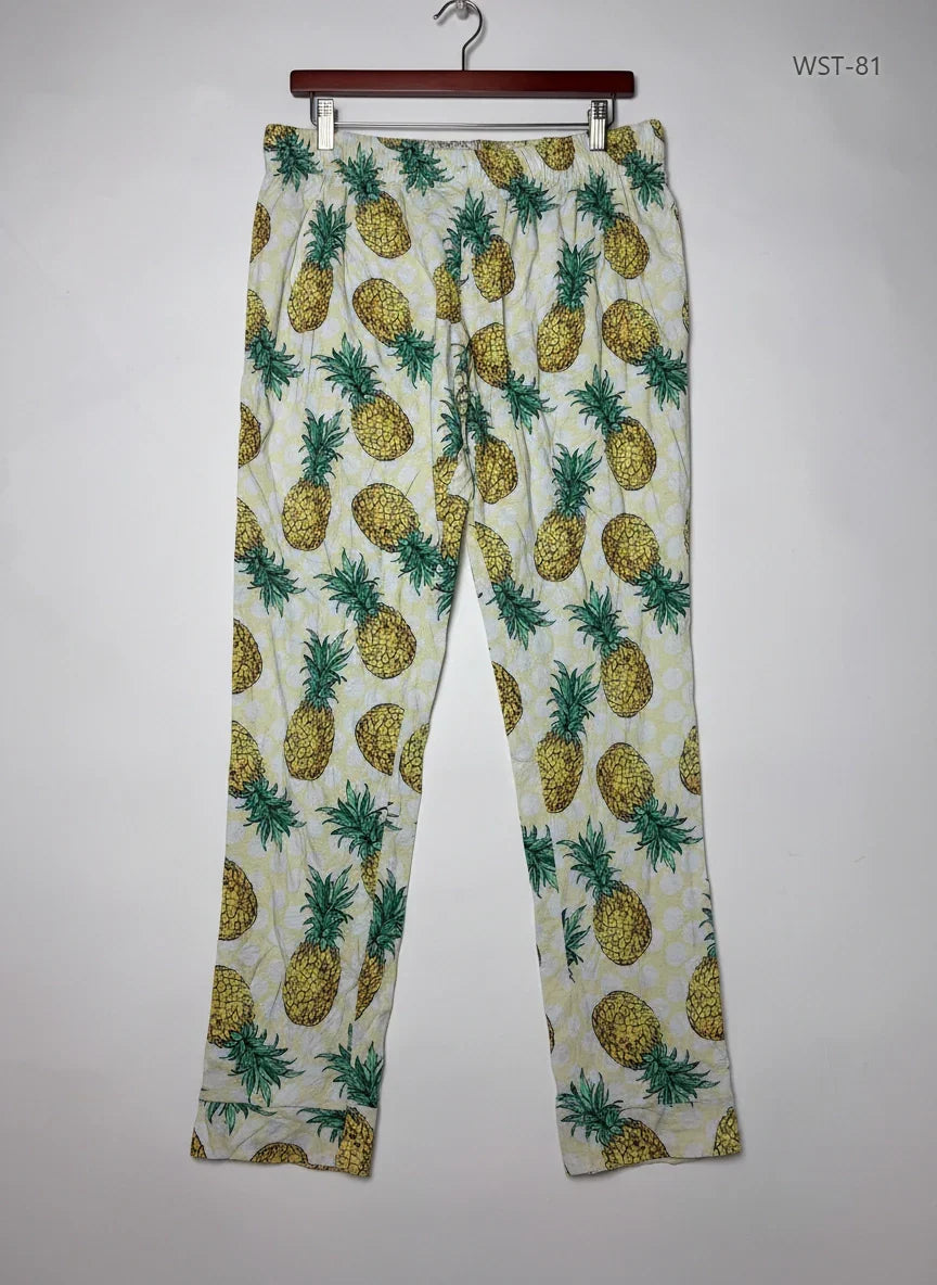 Preloved Excellent Womens Summer Trousers by Cut Label, LIME YELLOW Cotton for Womens - OTS Thrift Shop Karachi Pakistan