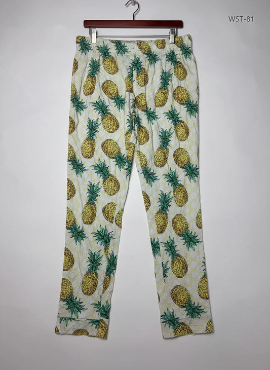 Preloved Excellent Womens Summer Trousers by Cut Label, LIME YELLOW Cotton for Womens - OTS Thrift Shop Karachi Pakistan