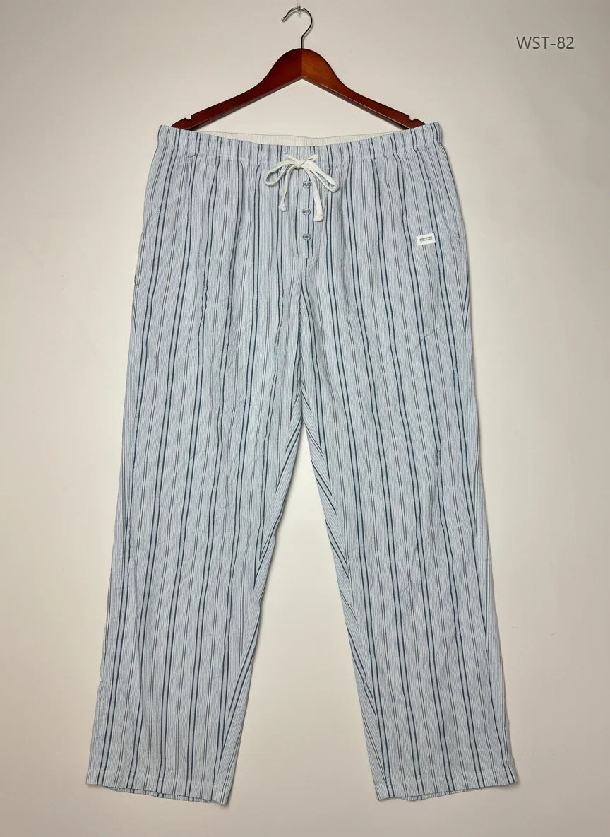 Preloved Premium Womens Summer Trousers by Marks & Spencer, SkyBlue Cotton for Womens - OTS Thrift Shop Lahore Pakistan