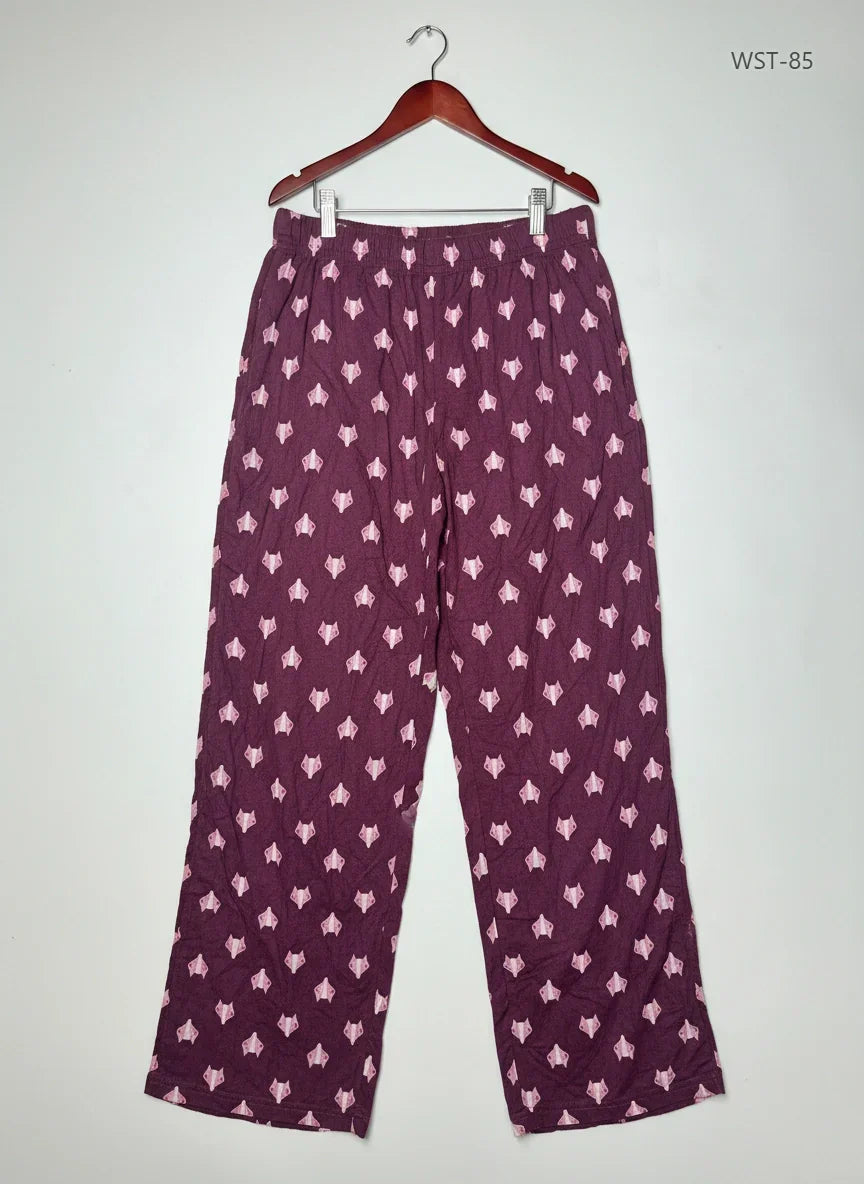 UK Imported secondhand Womens Summer Trousers - F&F brand, Maroon Cotton, Excellent condition, for Womens - Online Thrift Store Karachi Pakistan