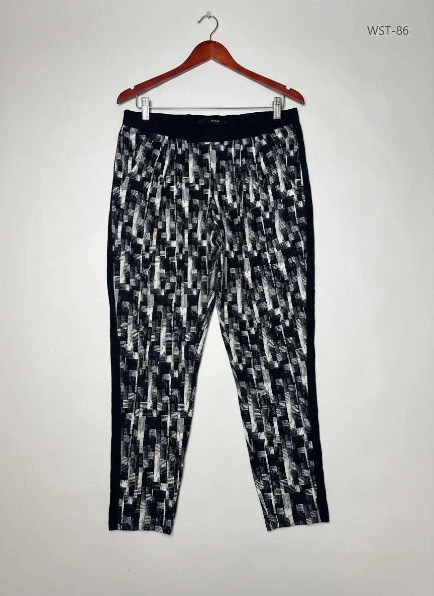 Excellent Condition Womens Summer Trousers | Preloved HAREEM | Black & White Viscose | Thrift Shop for Womens Peshawar Pakistan | OTS